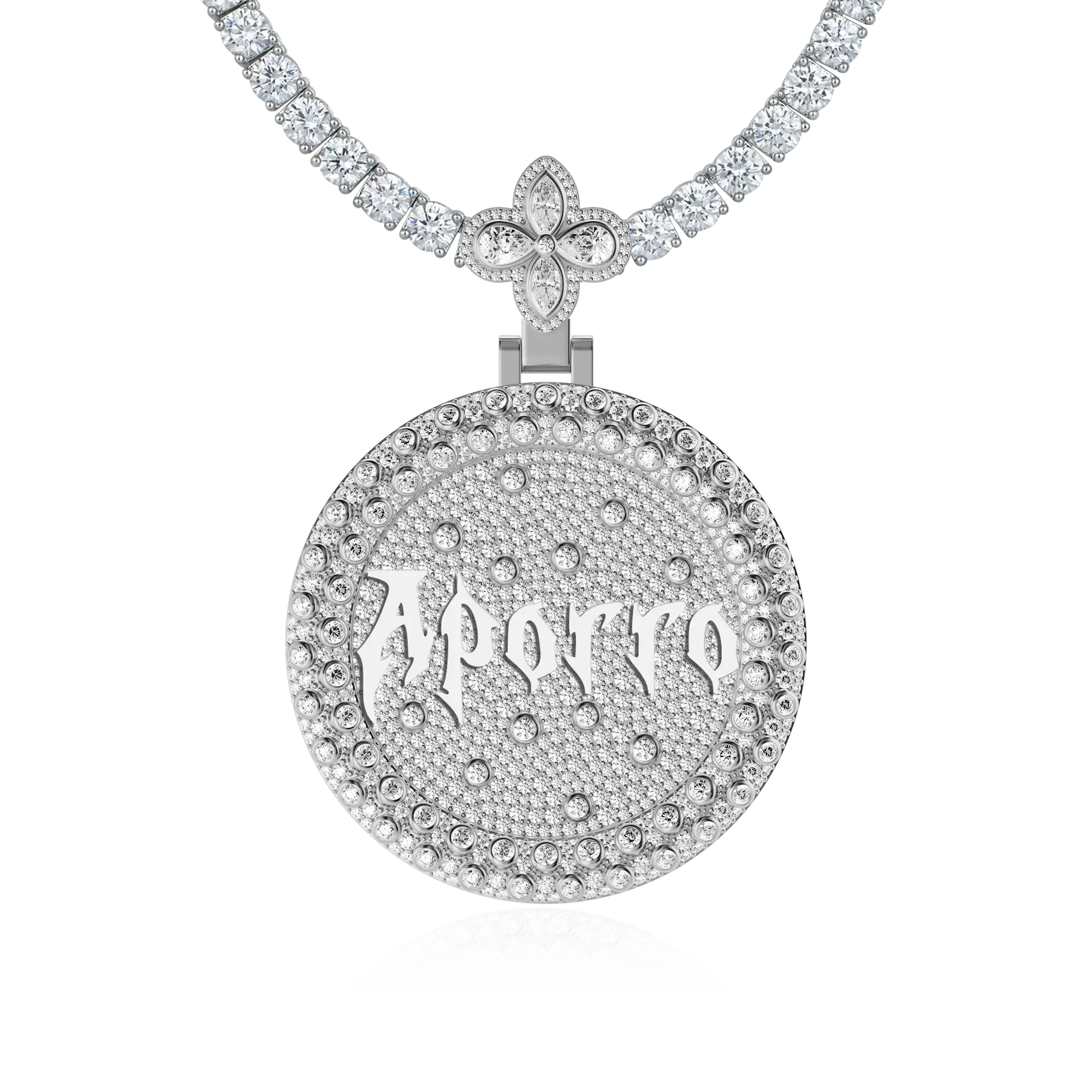 Custom Full Iced Round Bezel Set Pendant