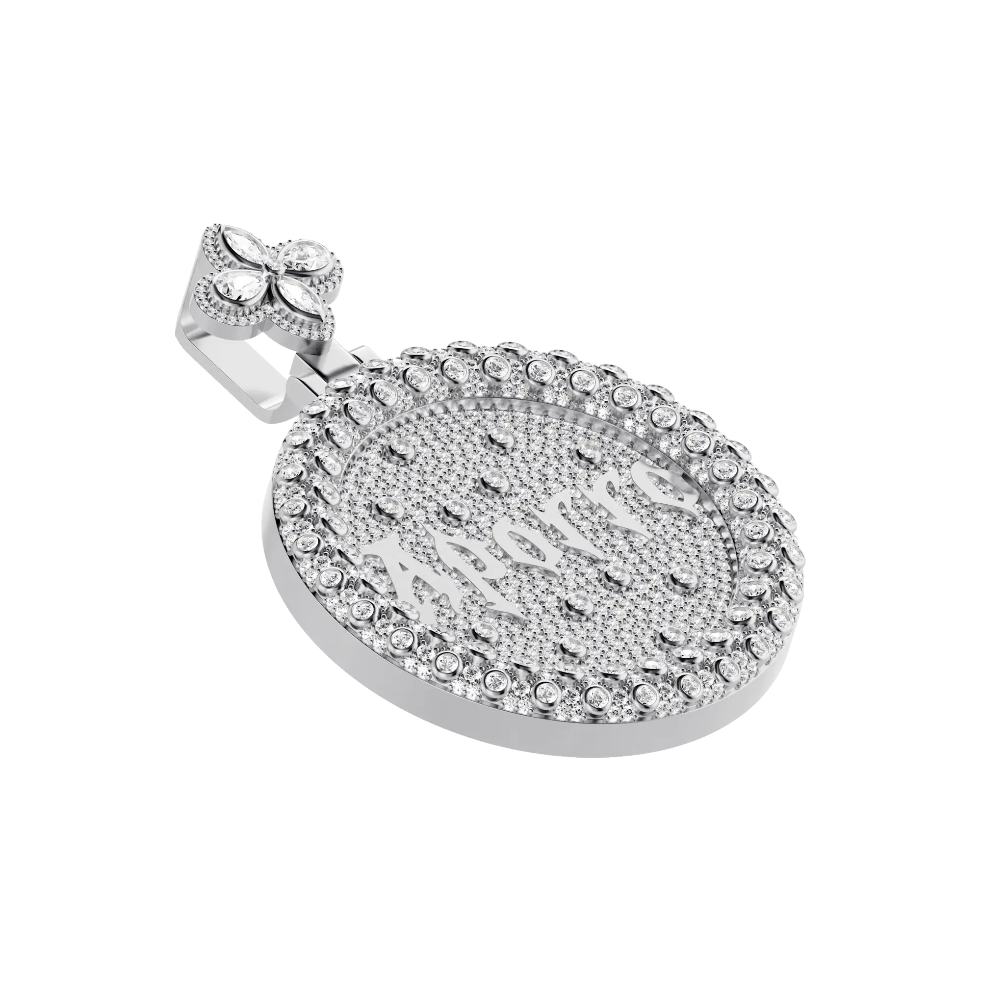 Custom Full Iced Round Bezel Set Pendant