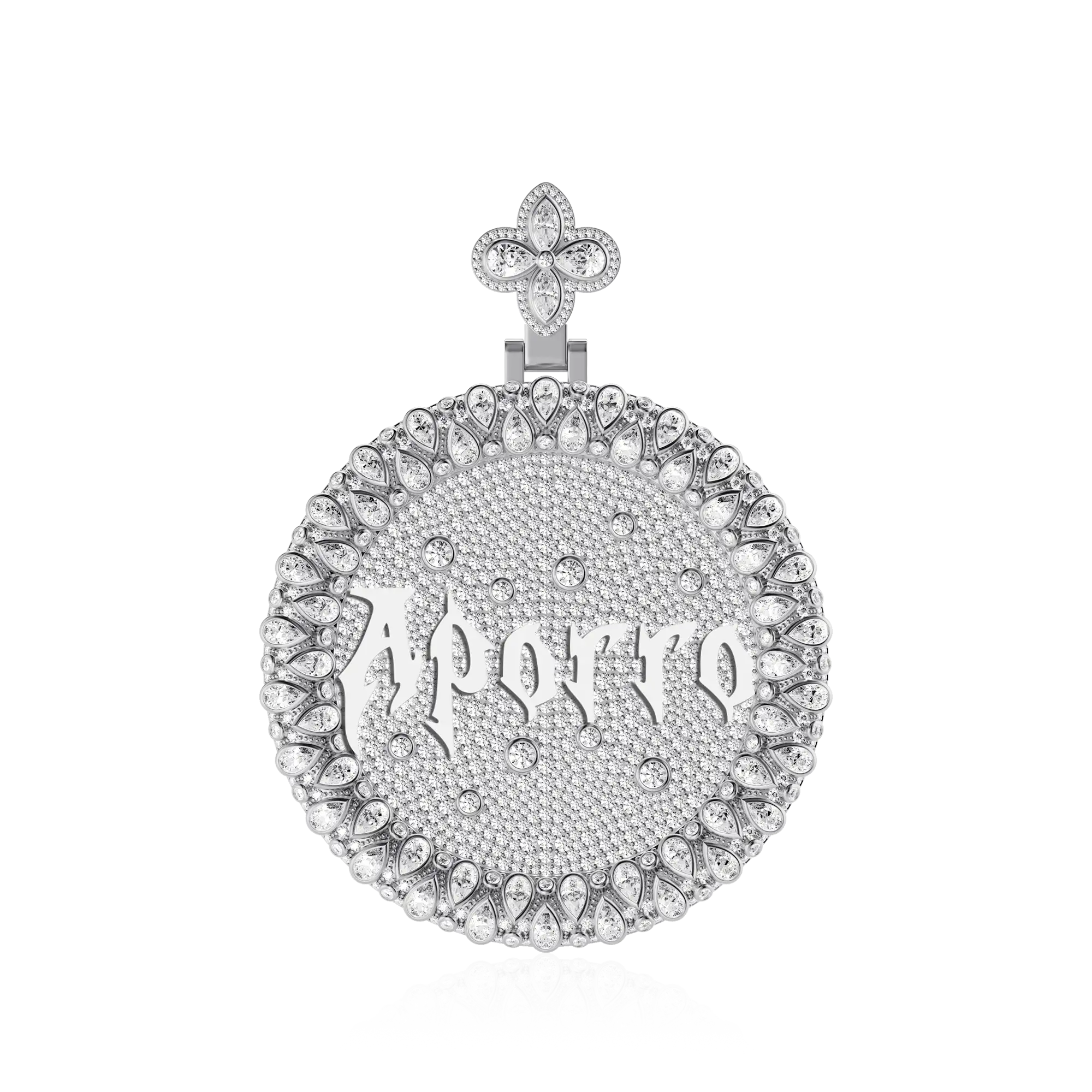 Custom Full Iced Round Bezel Set Pendant