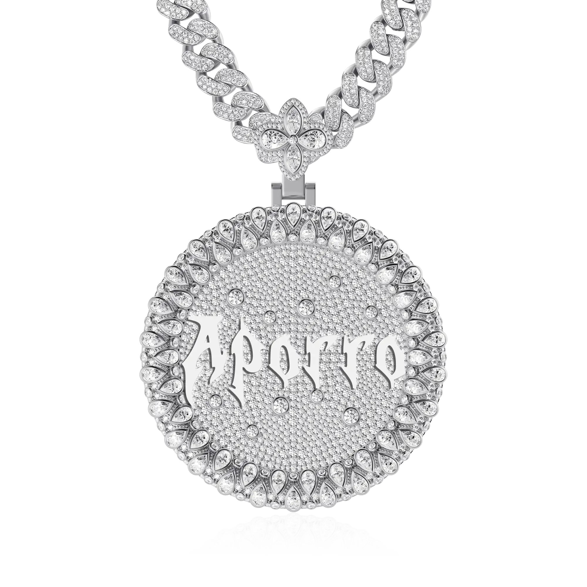 Custom Full Iced Round Bezel Set Pendant