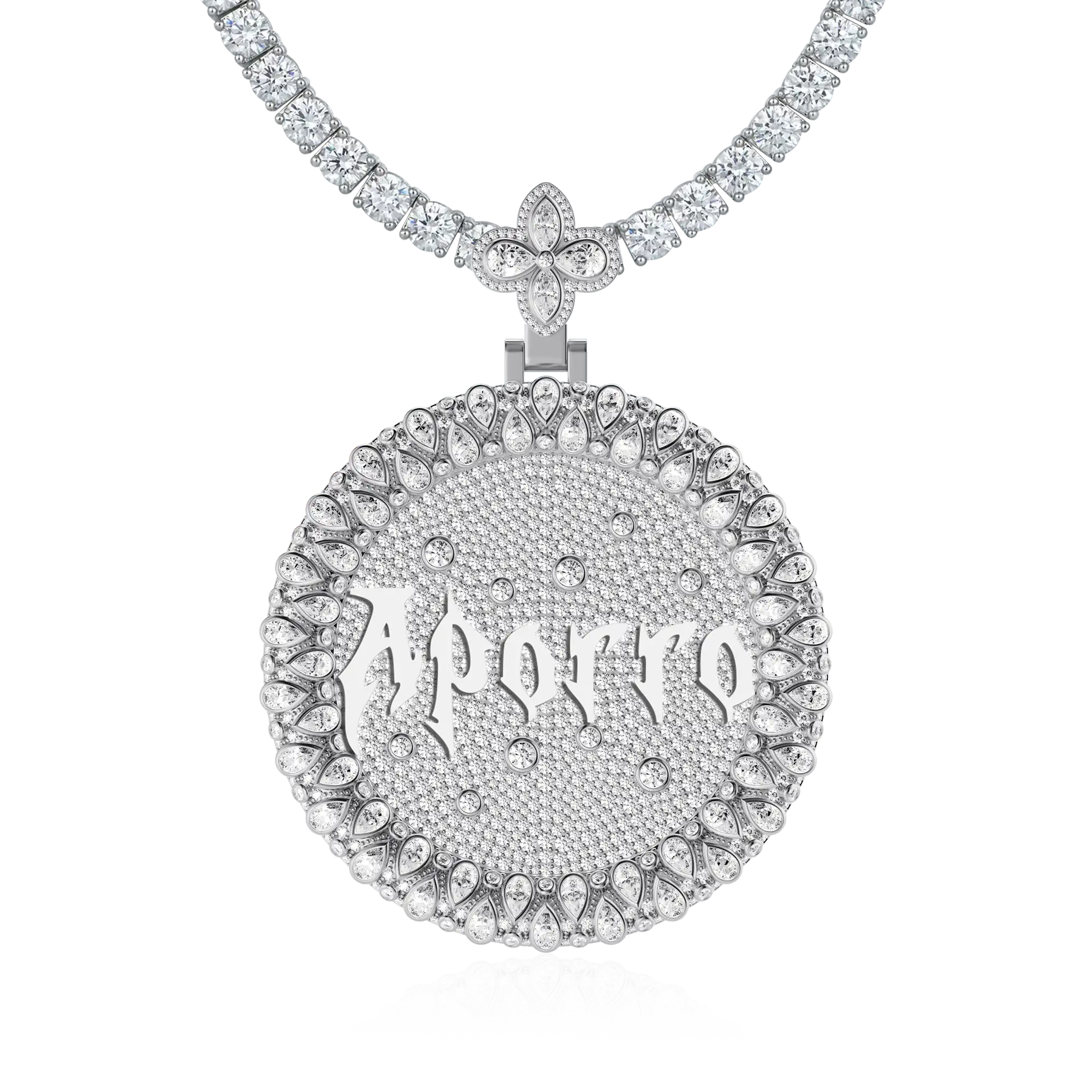 Custom Full Iced Round Bezel Set Pendant