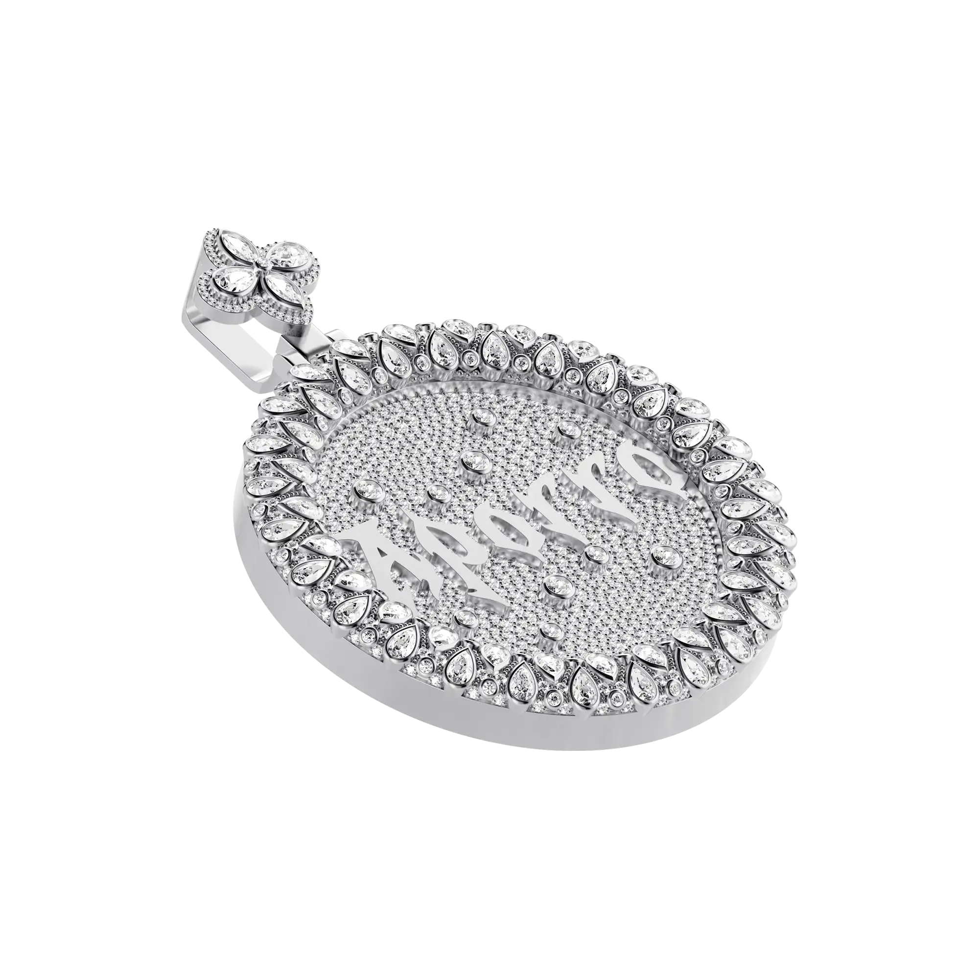 Custom Full Iced Round Bezel Set Pendant