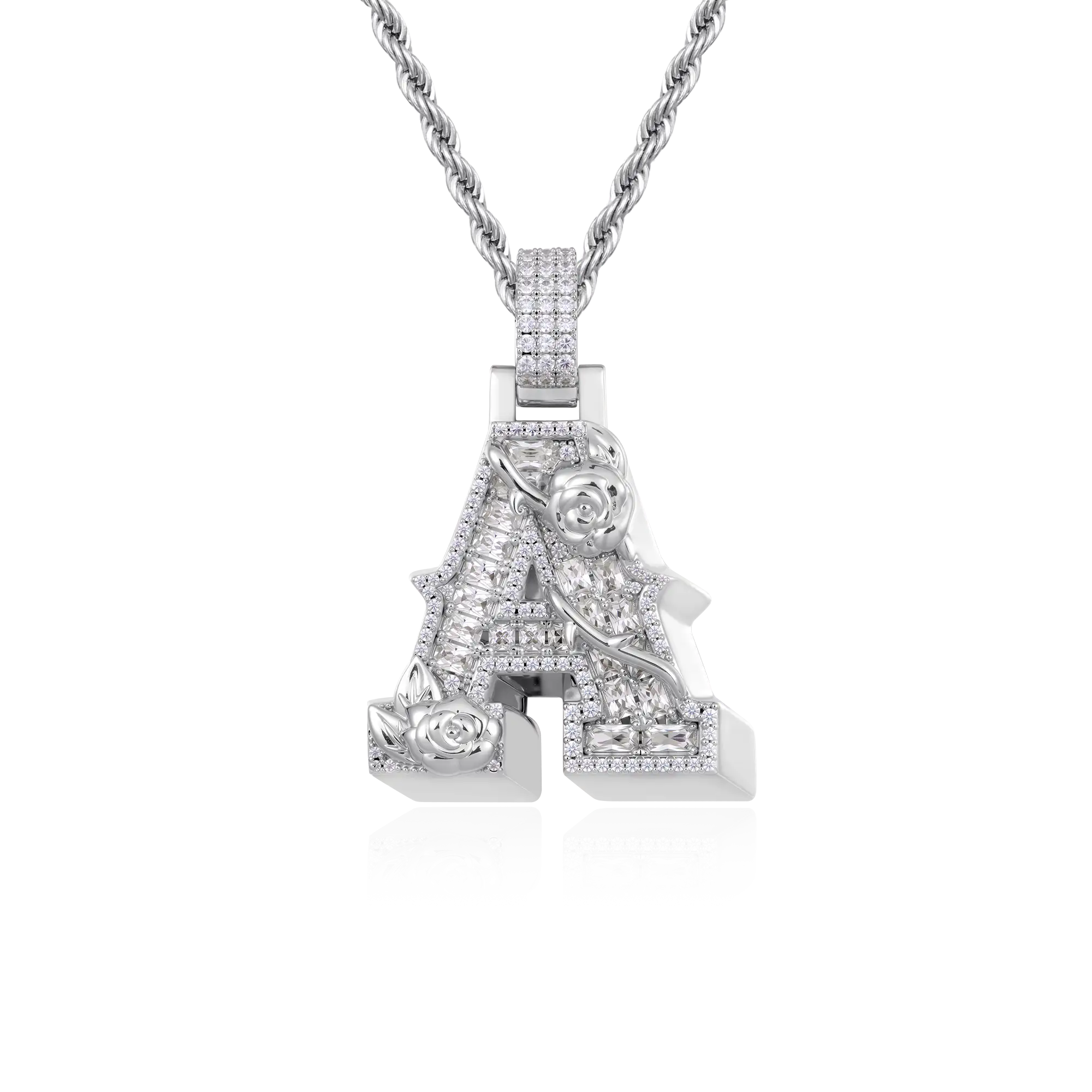 Custom Rose Font Pendant - Single Letter