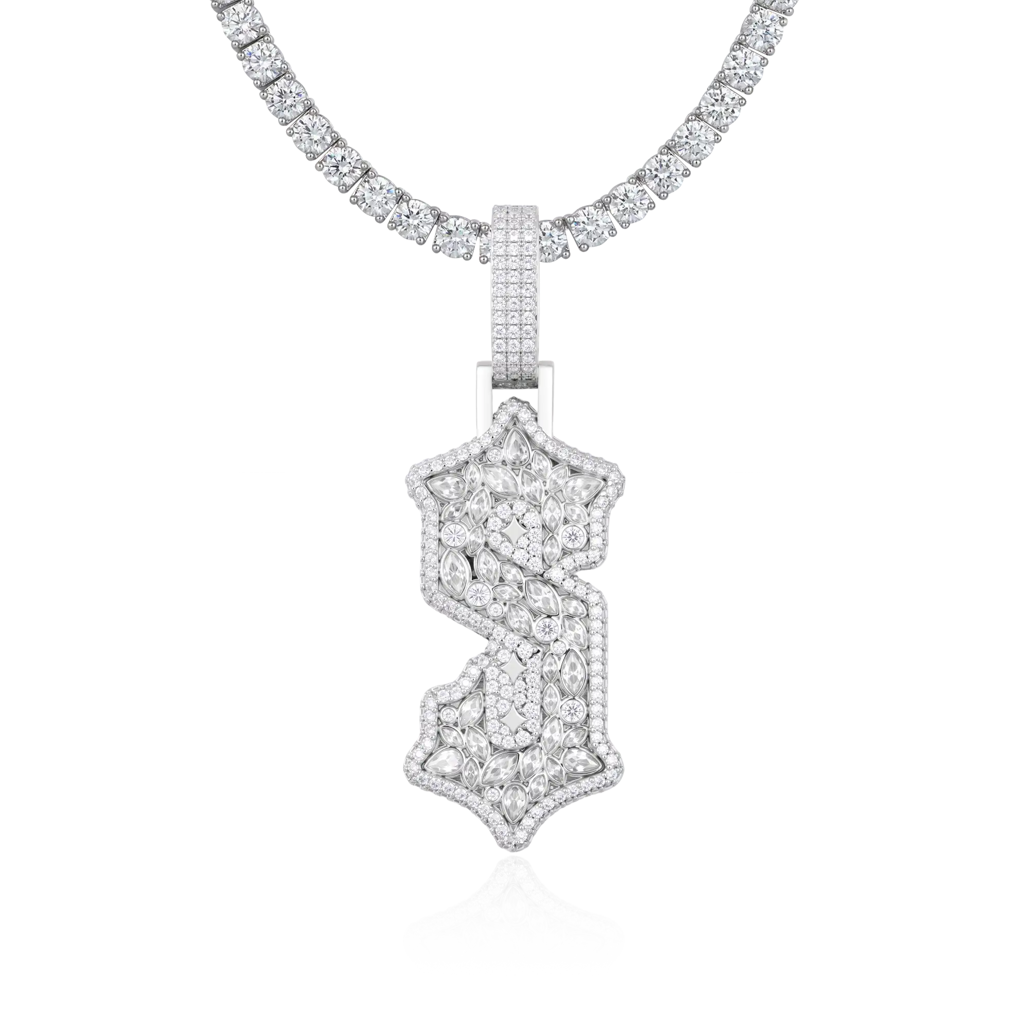 Custom Shaped Diamond Gothic Font Pendant - 51mm