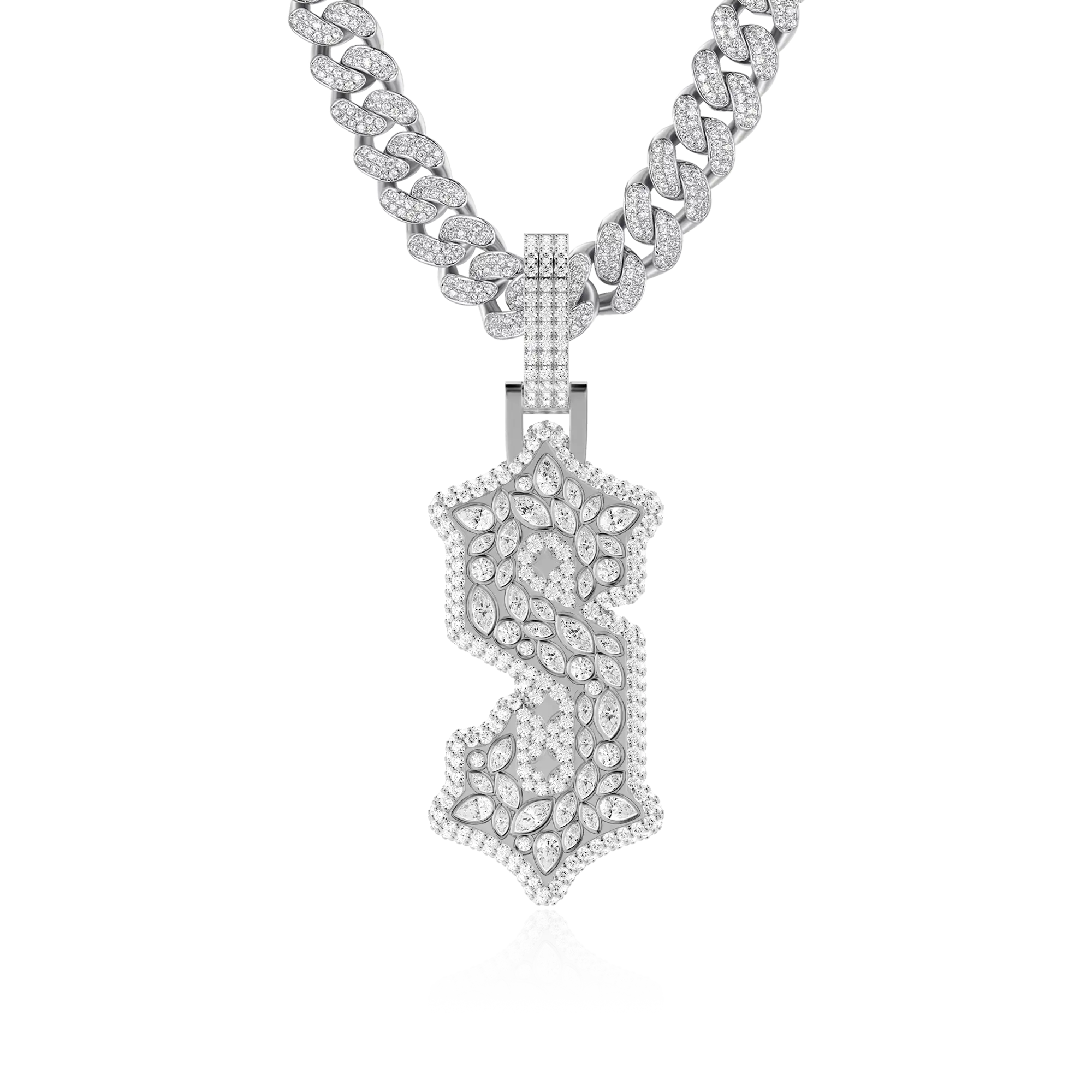 Custom Shaped Diamond Gothic Font Pendant - 51mm