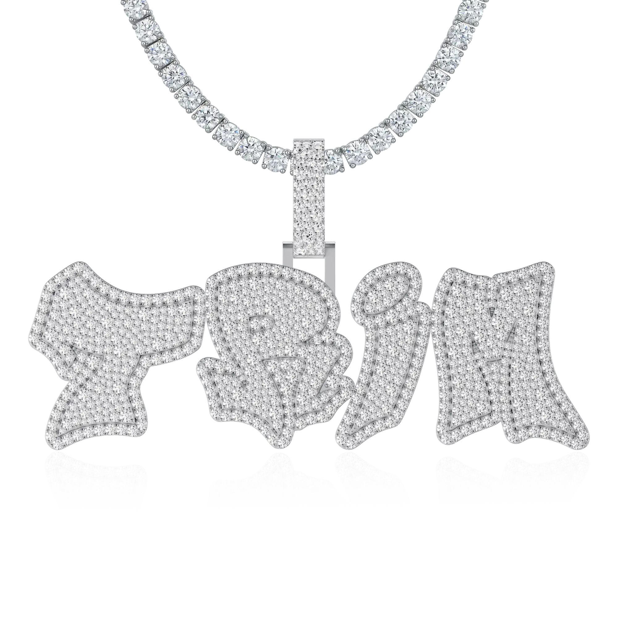 Custom Double Layer Graffiti Font Letter Pendant - 30mm