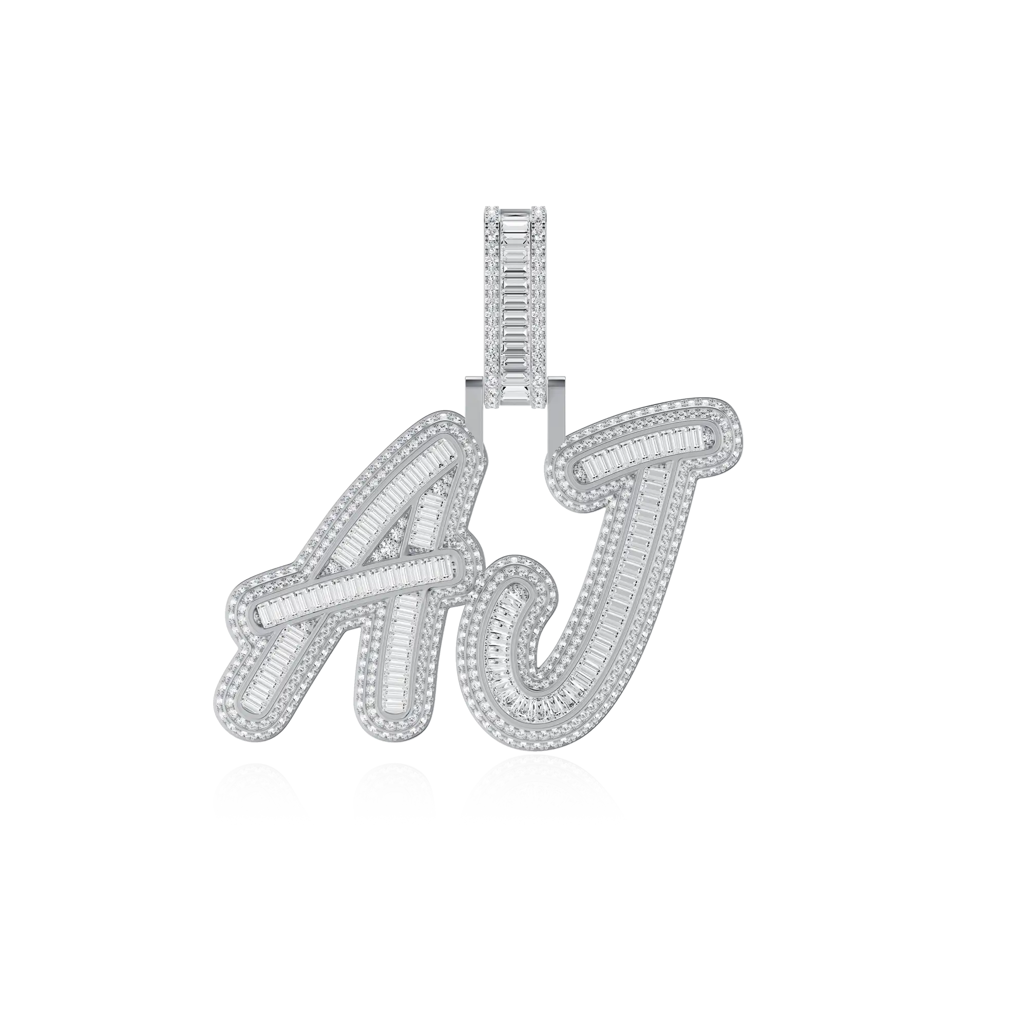 Custom Iced Out Multi-layer Baguette Font Pendant