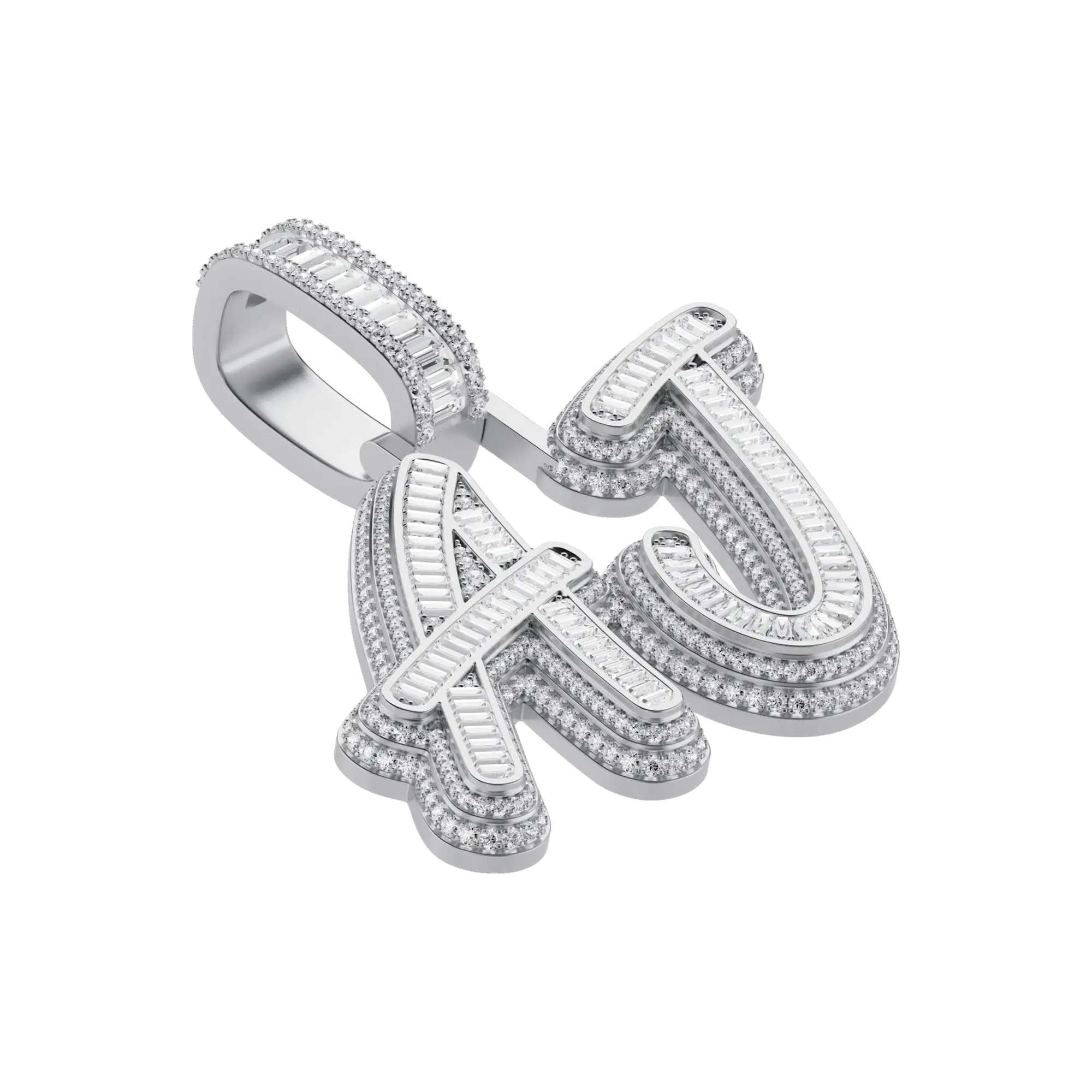 Custom Iced Out Multi-layer Baguette Font Pendant