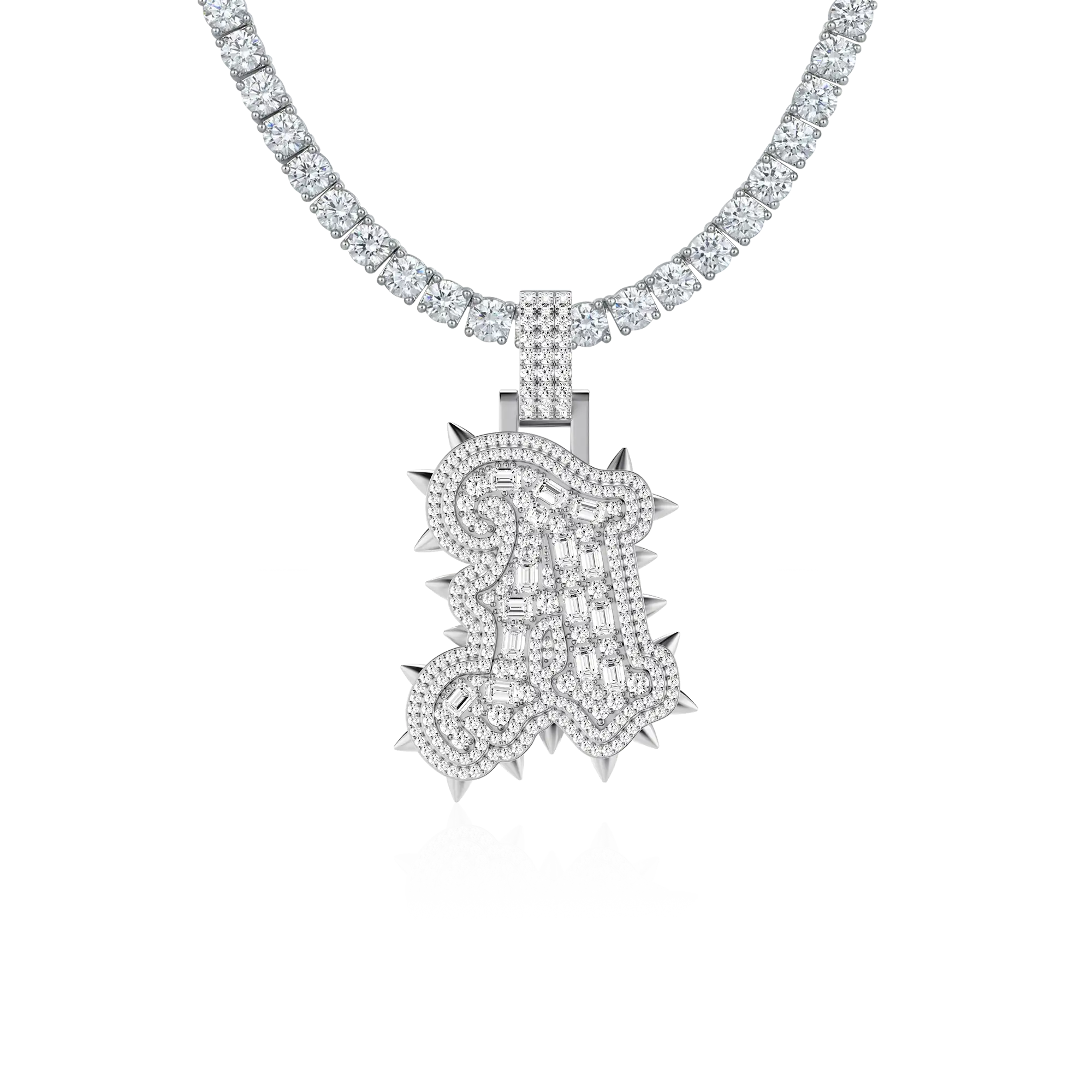 Custom Old English Willow Studded Font Pendant