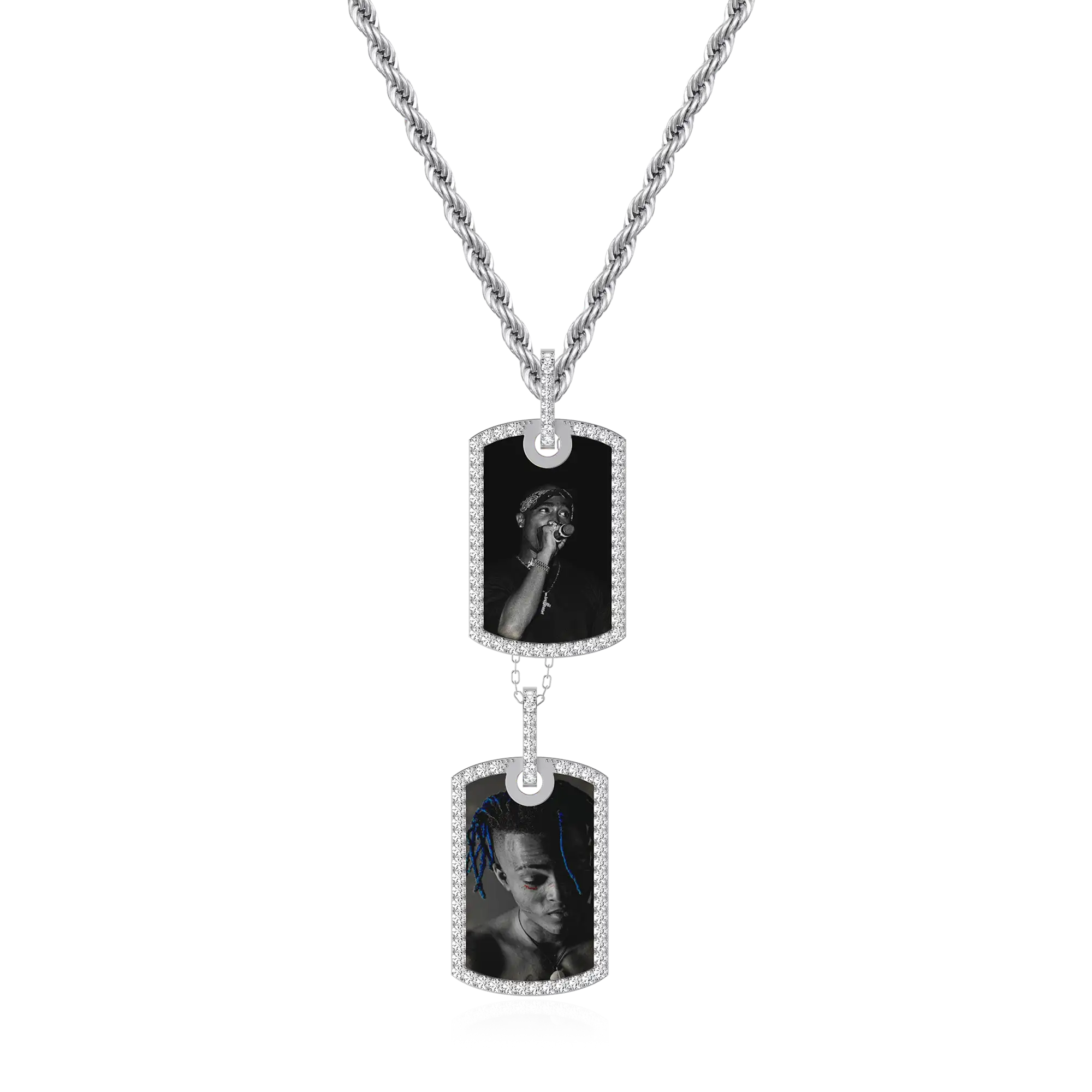 Custom Double Dog Tag Photo Frame Pendant