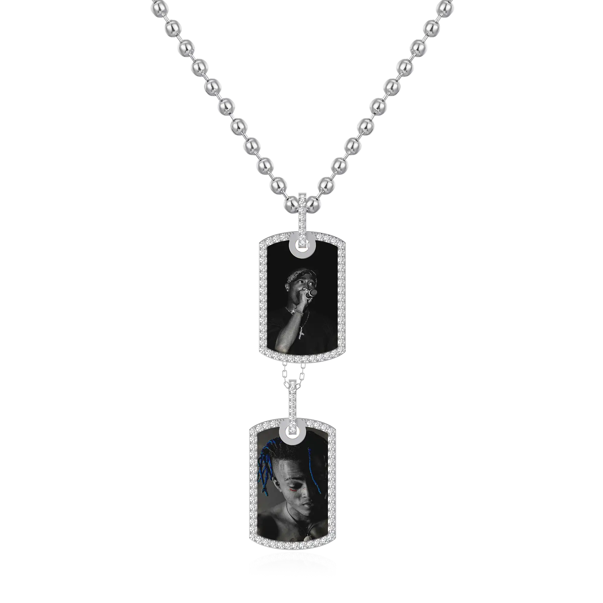 Custom Double Dog Tag Photo Frame Pendant