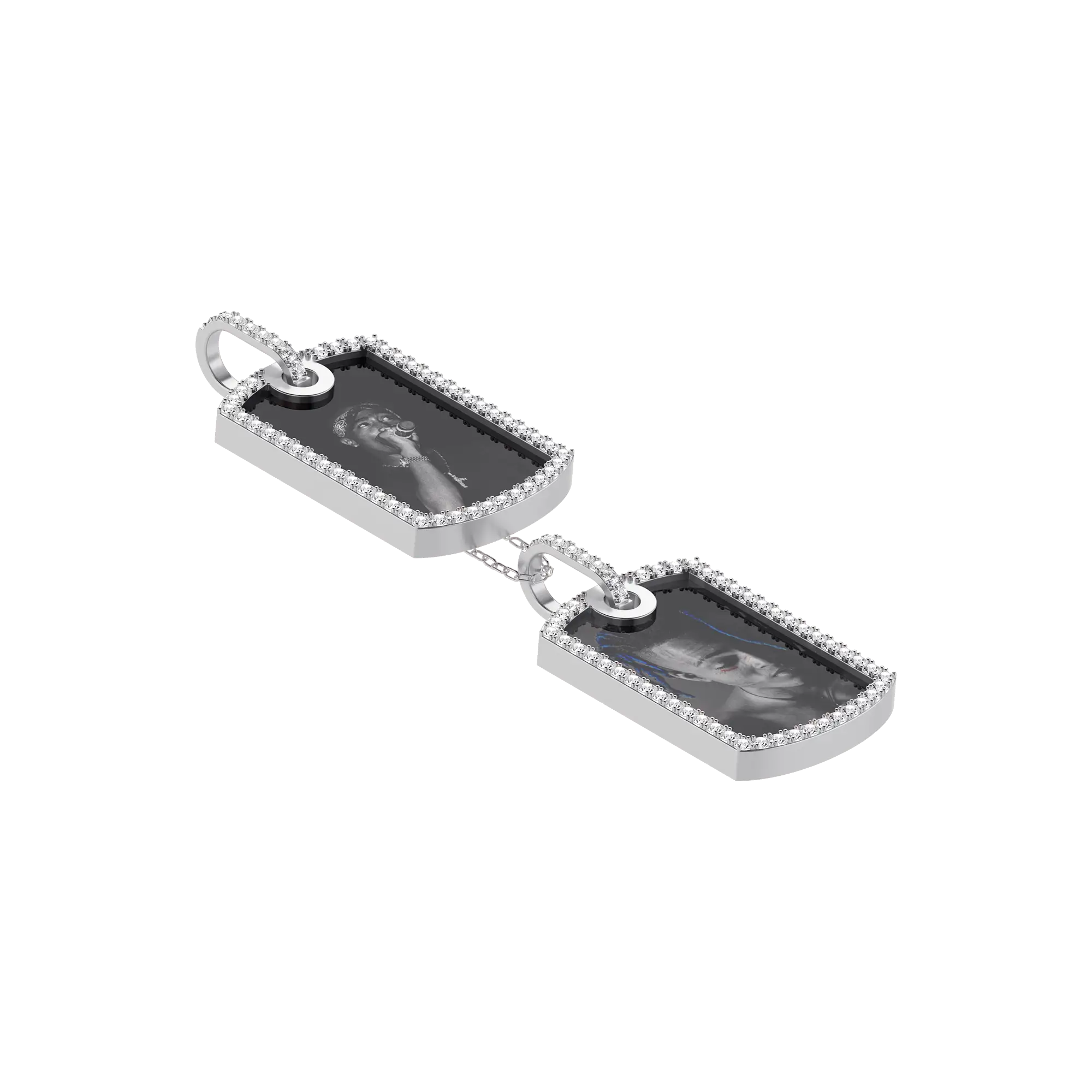 Custom Double Dog Tag Photo Frame Pendant