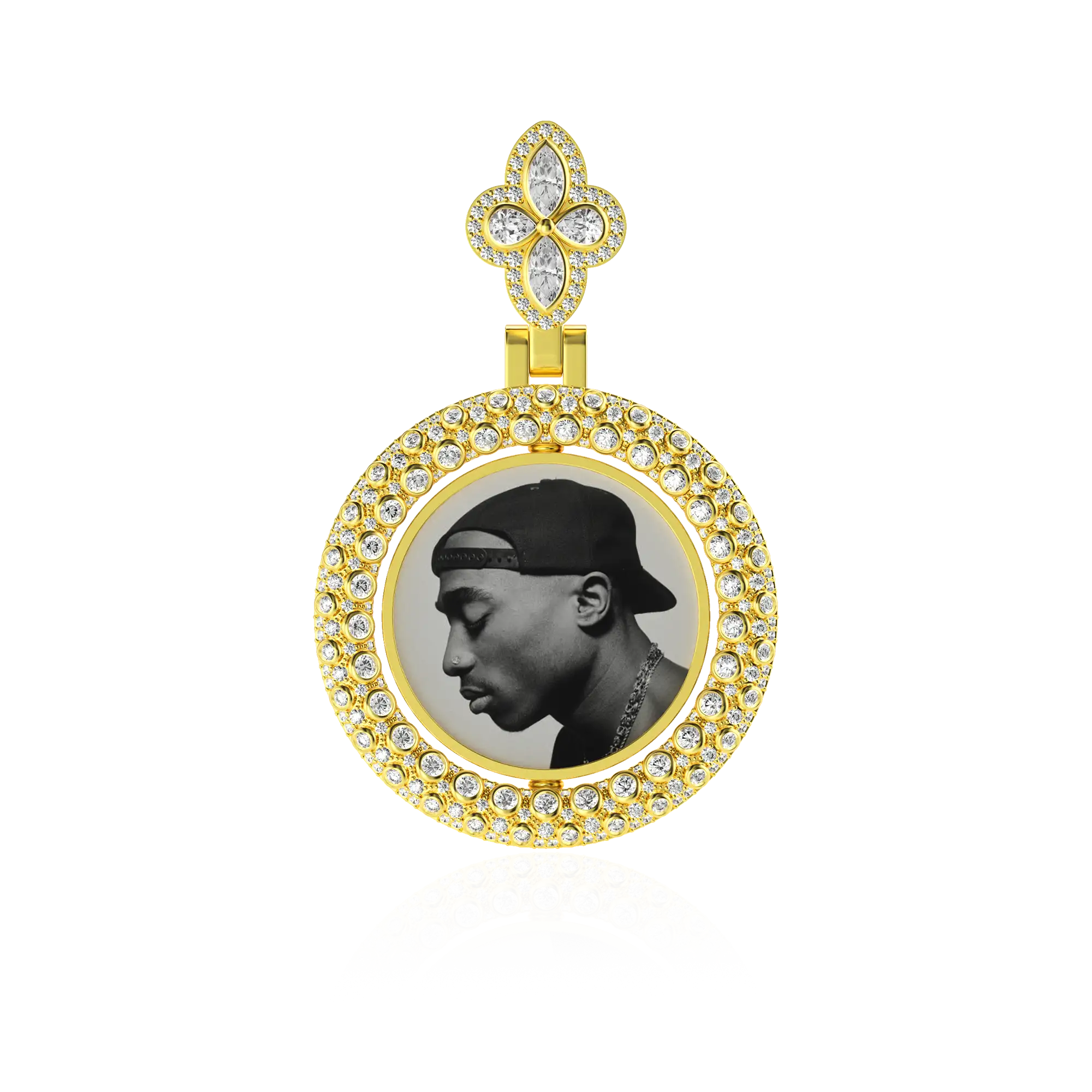 Custom Round Encrusted Photo Pendant