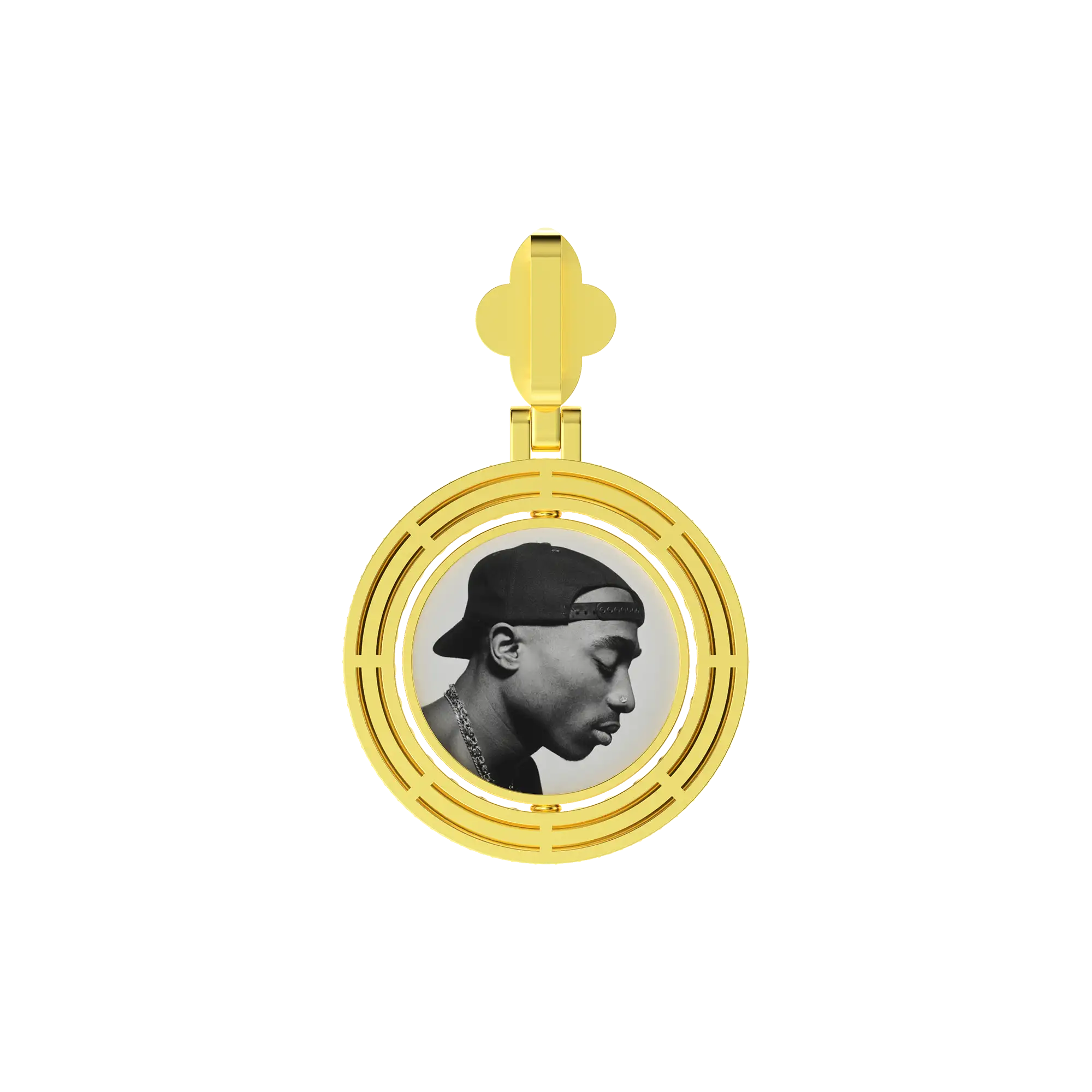 Custom Round Encrusted Photo Pendant