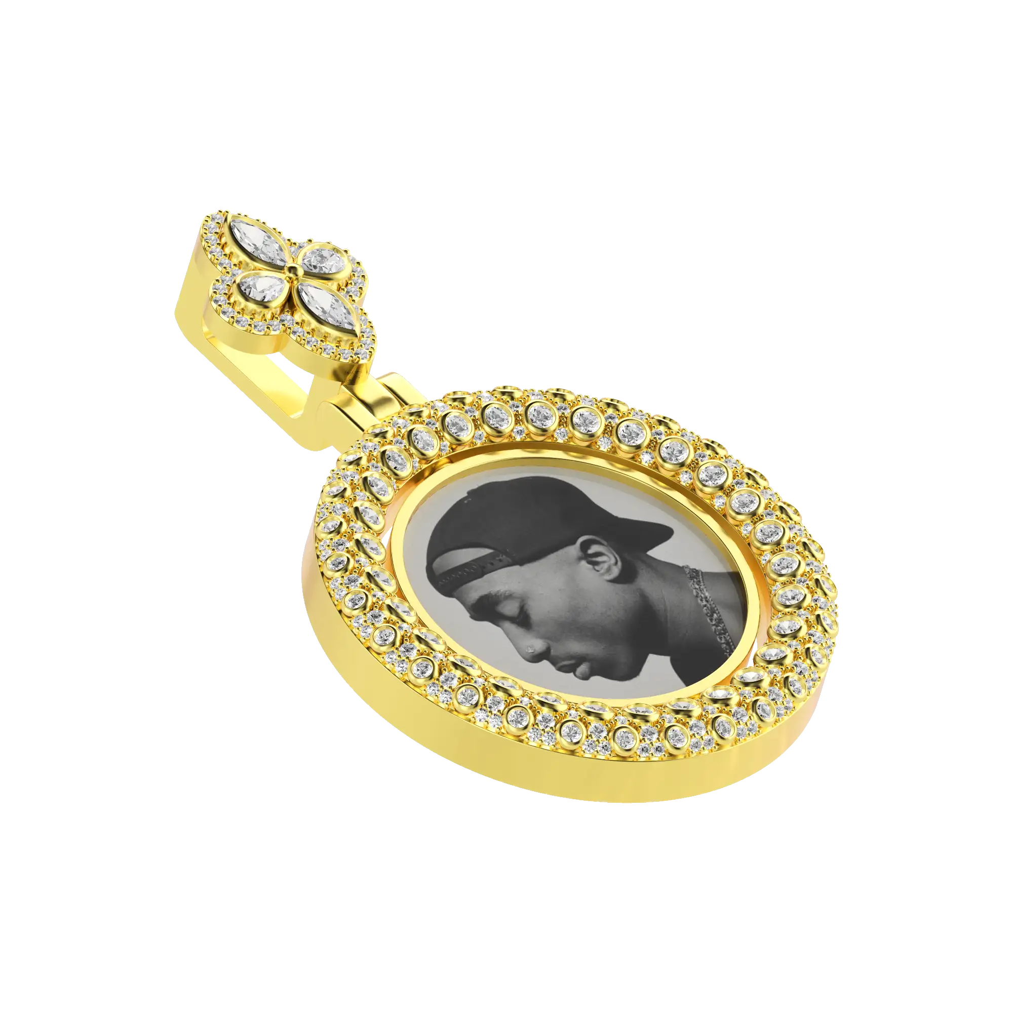 Custom Round Encrusted Photo Pendant