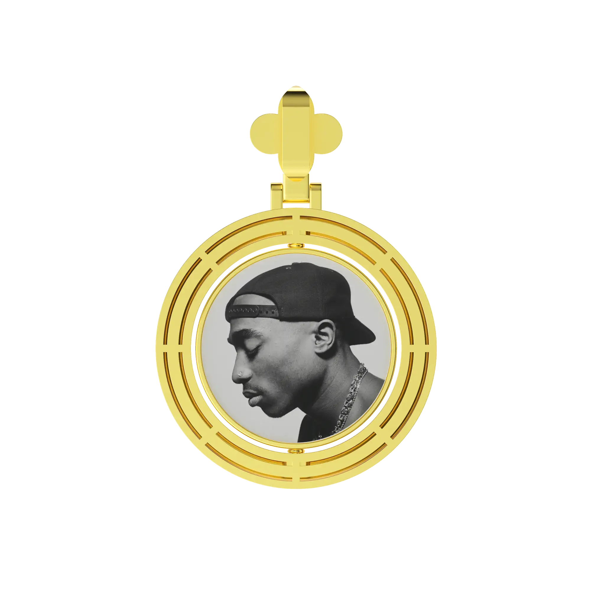 Custom Round Encrusted Photo Pendant