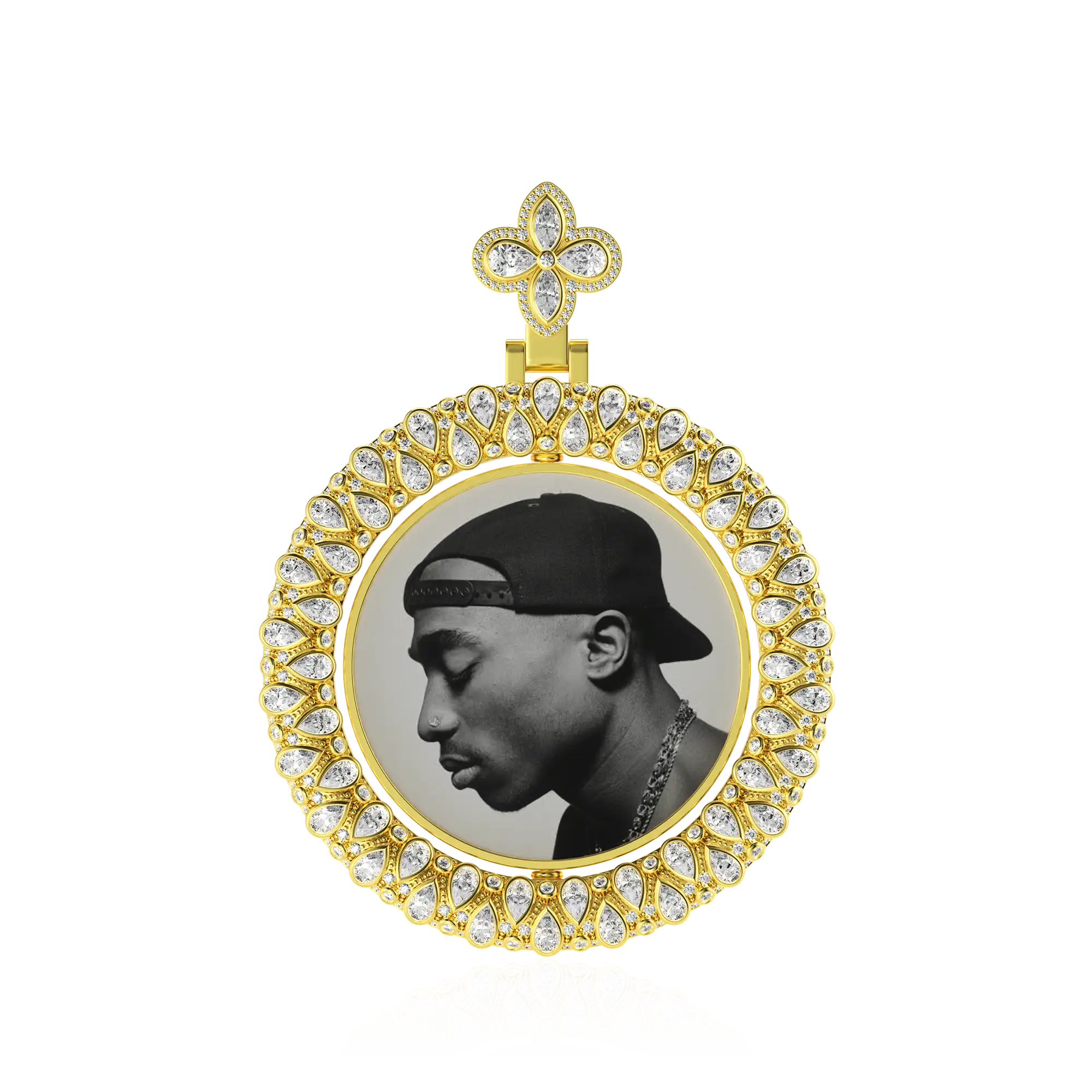 Custom Round Encrusted Photo Pendant