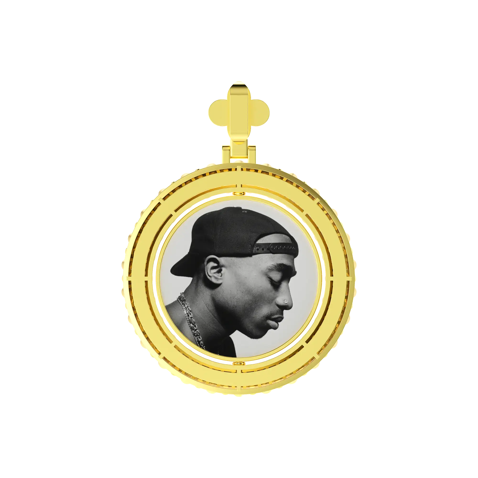 Custom Round Encrusted Photo Pendant