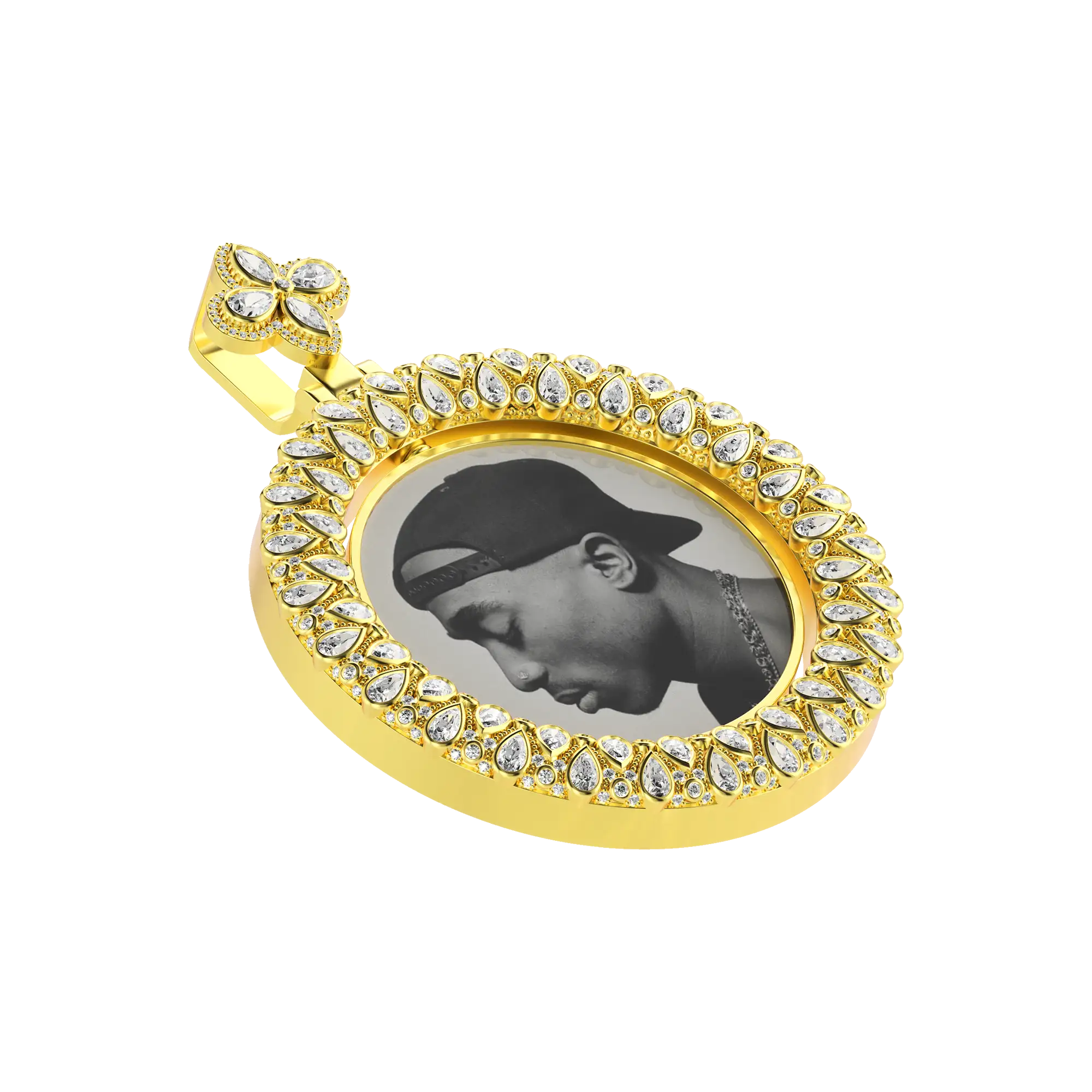 Custom Round Encrusted Photo Pendant