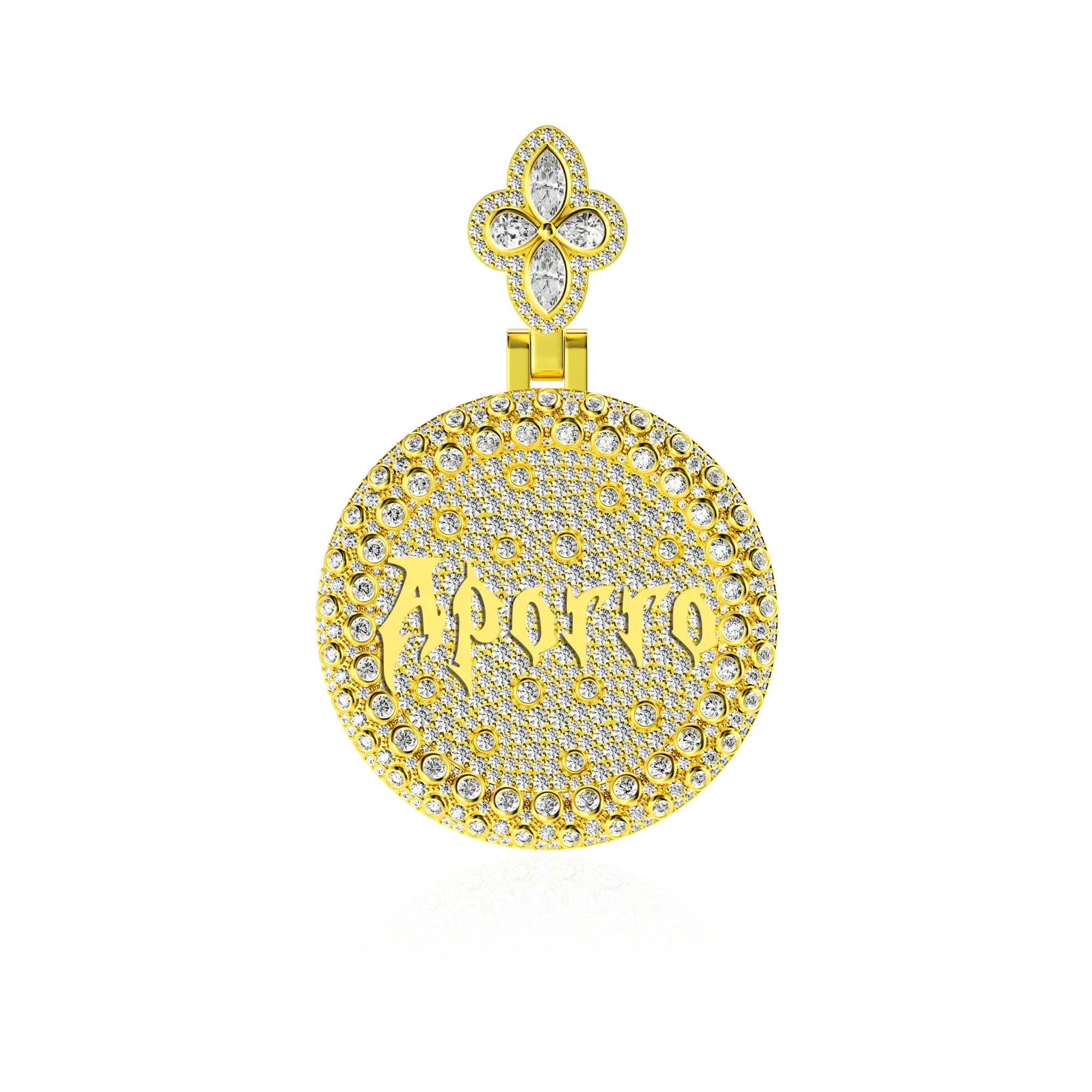 Custom Full Iced Round Bezel Set Pendant
