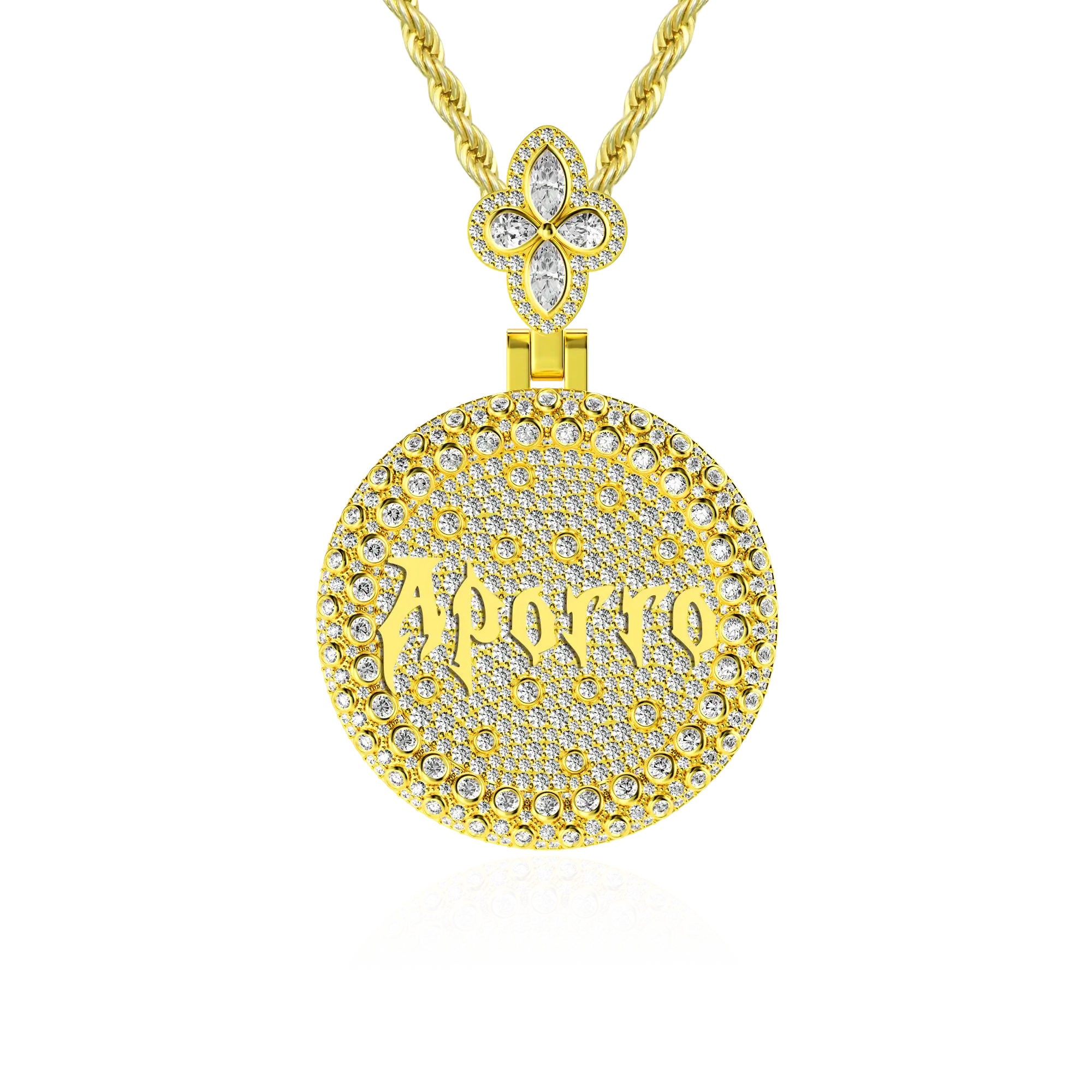 Custom Full Iced Round Bezel Set Pendant