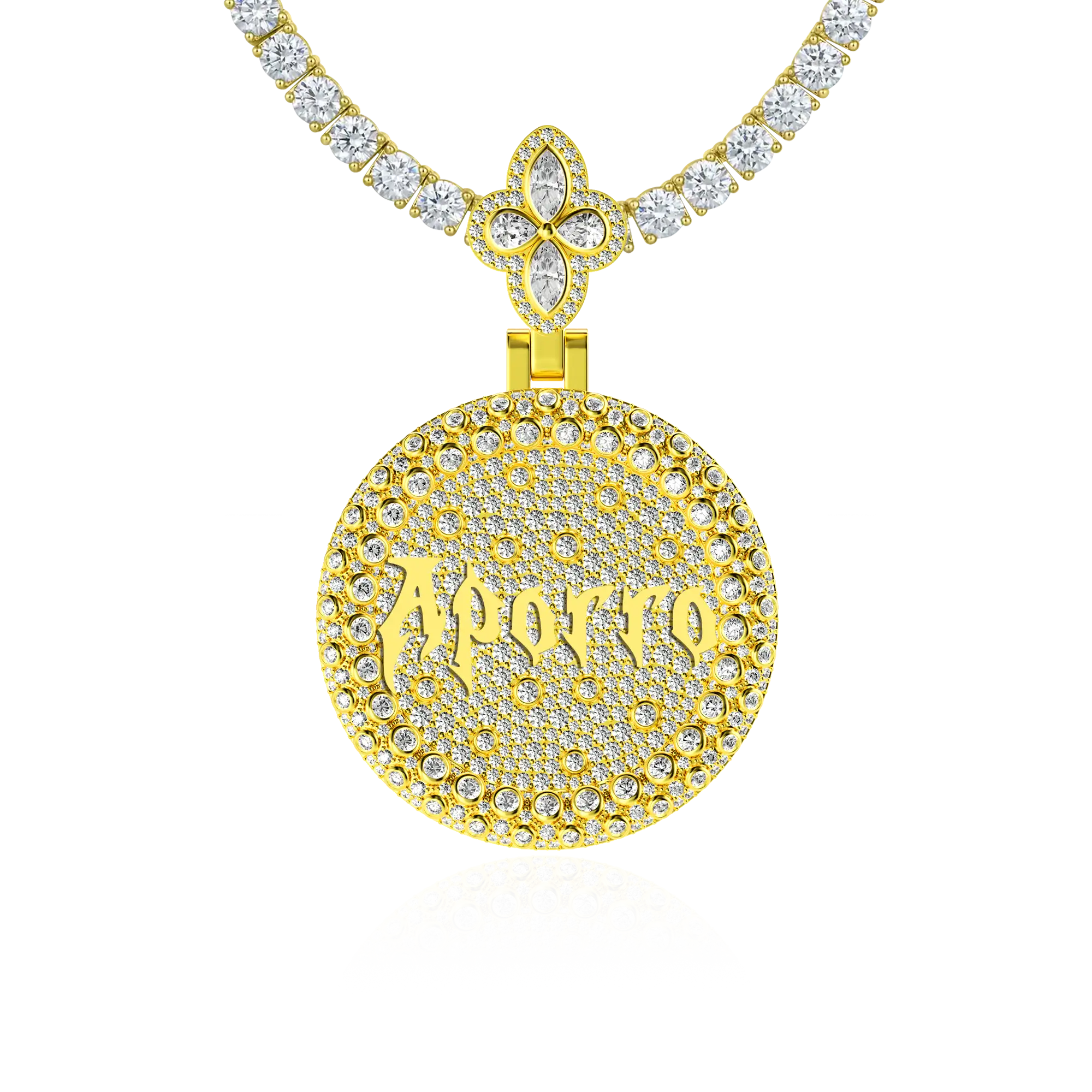 Custom Full Iced Round Bezel Set Pendant