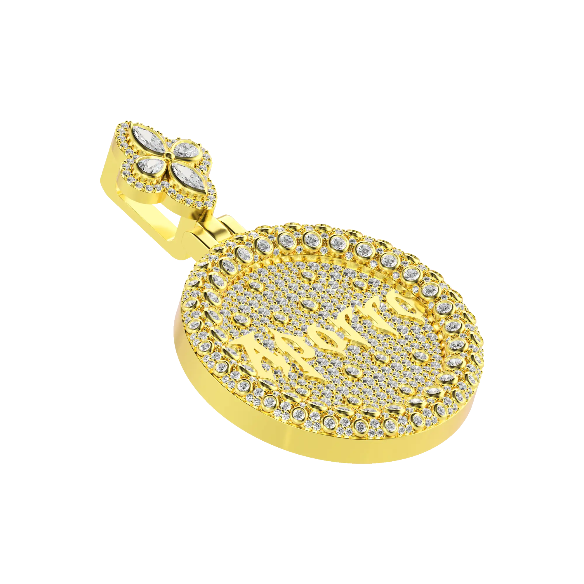 Custom Full Iced Round Bezel Set Pendant