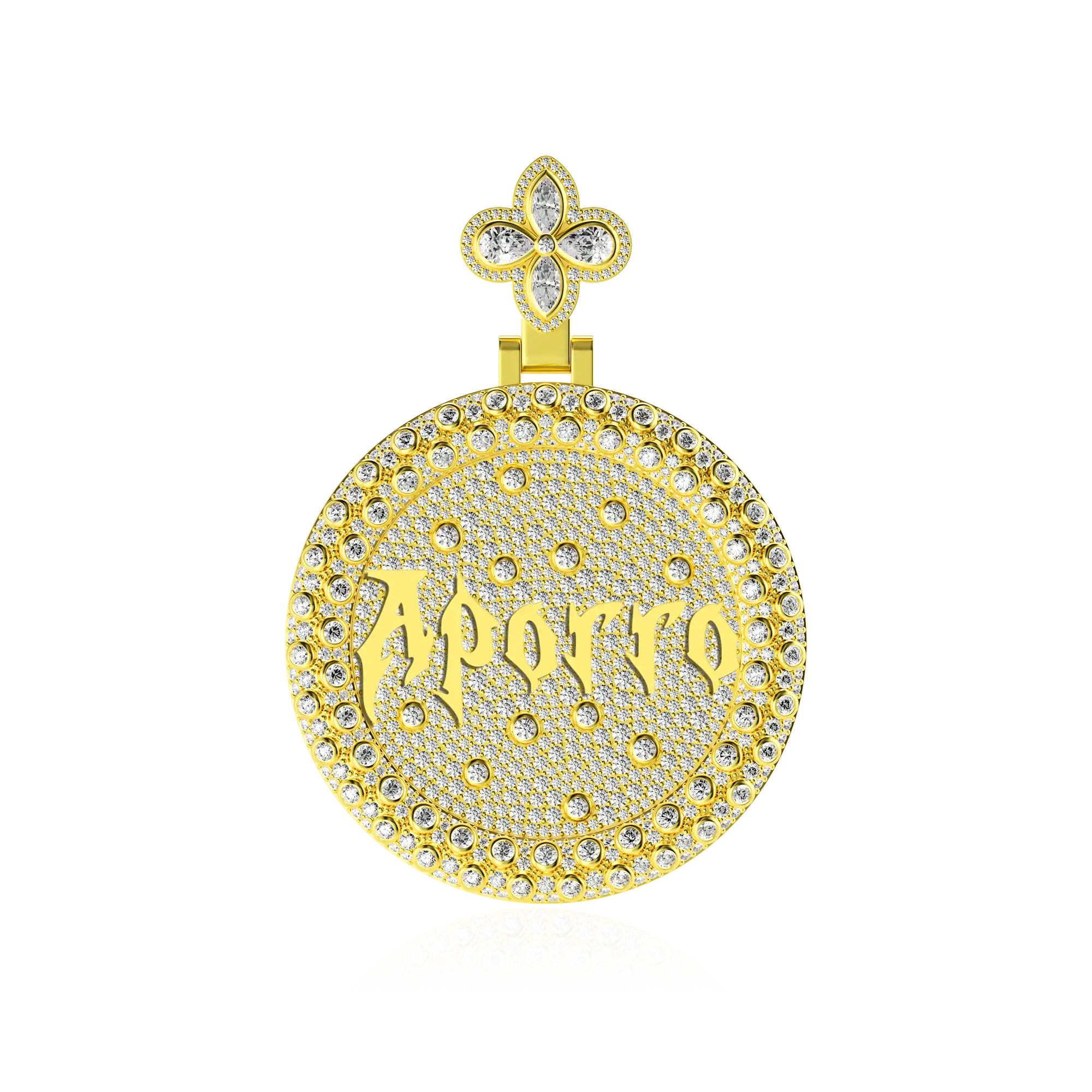 Custom Full Iced Round Bezel Set Pendant