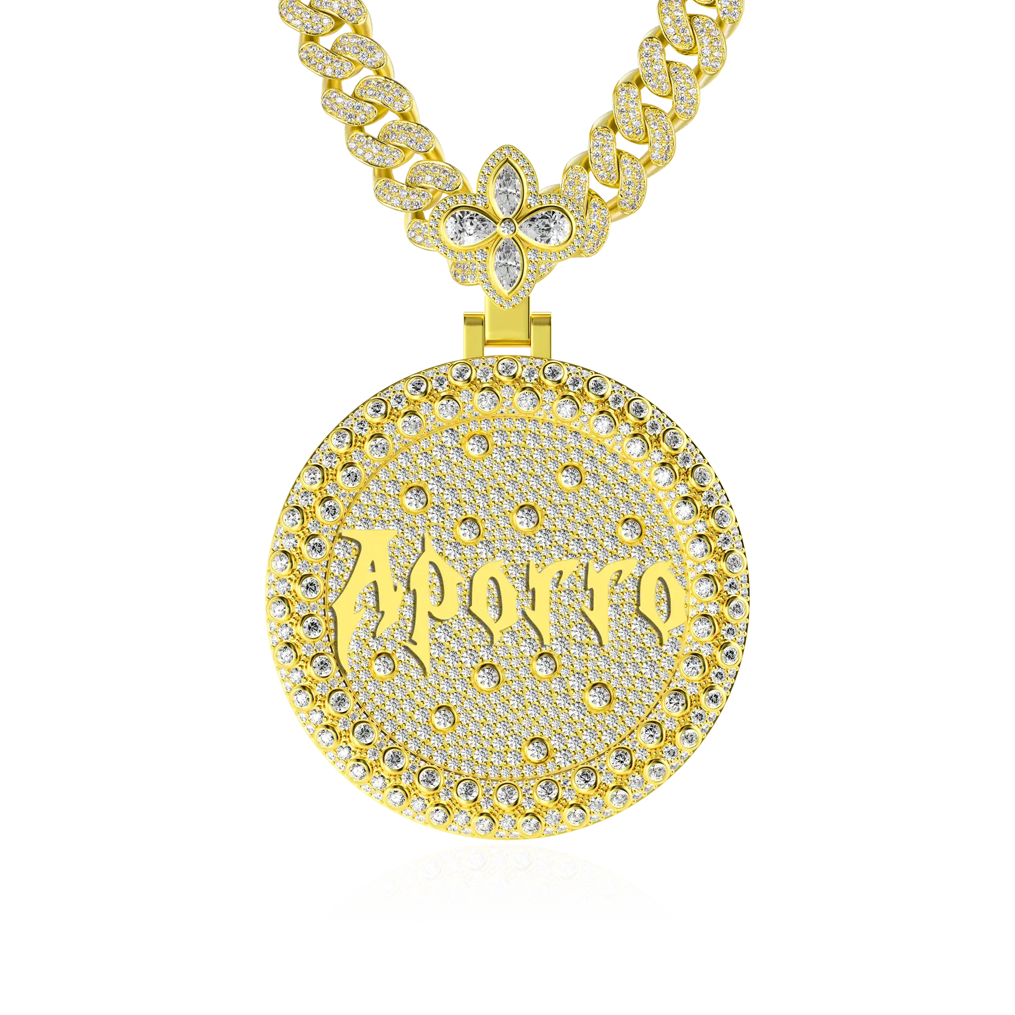 Custom Full Iced Round Bezel Set Pendant