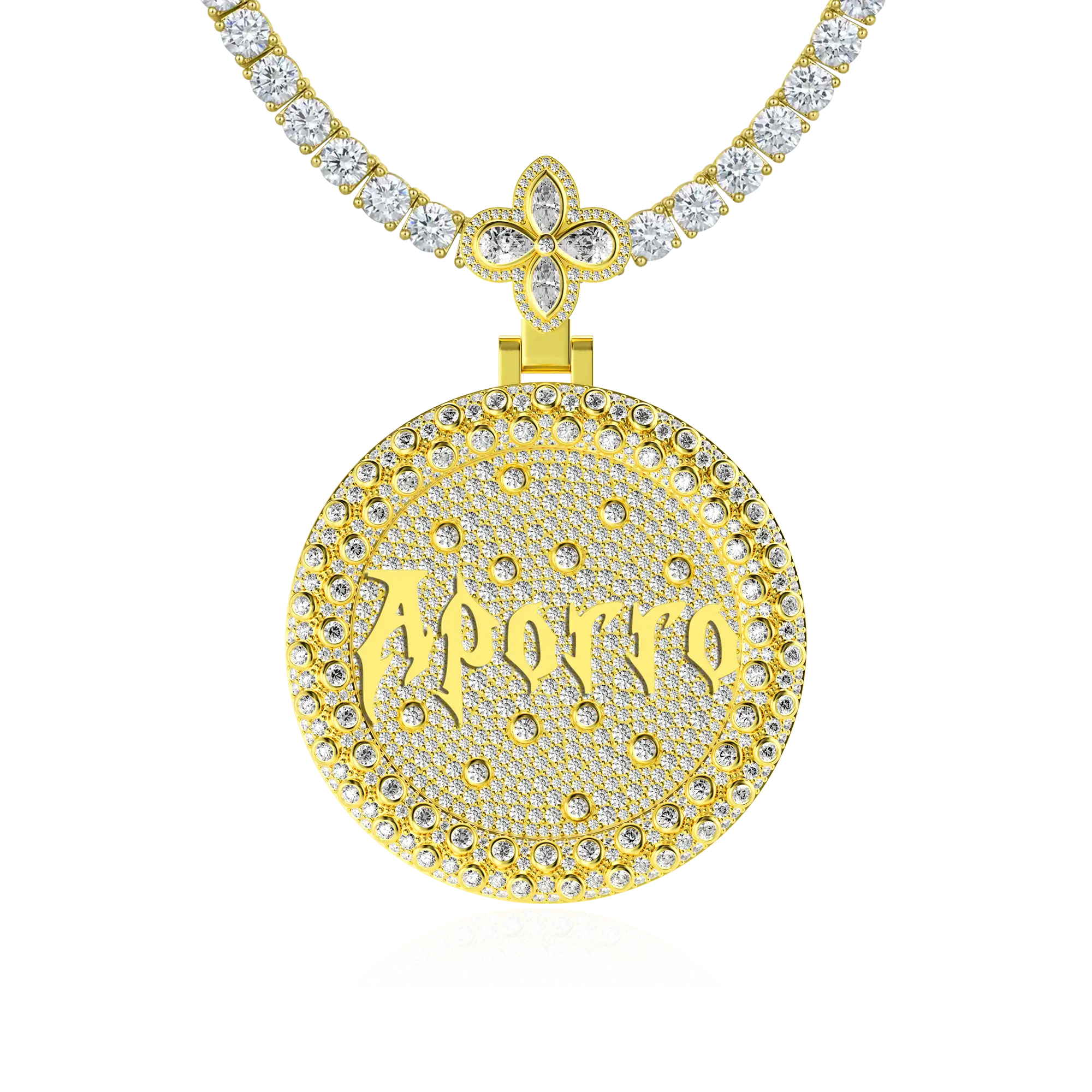 Custom Full Iced Round Bezel Set Pendant