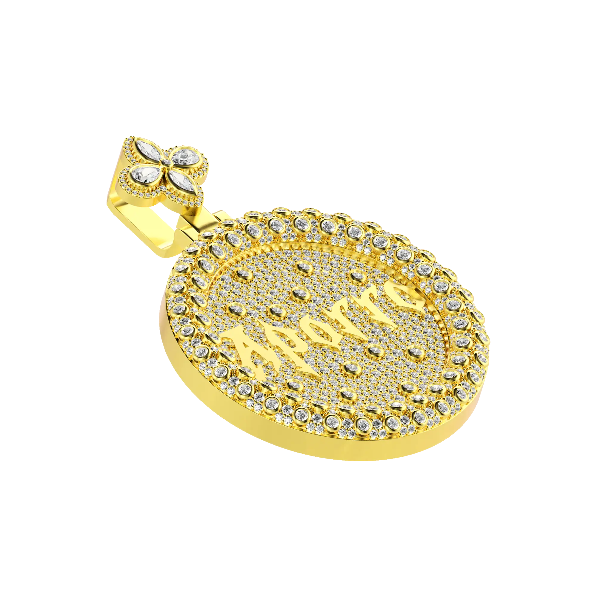 Custom Full Iced Round Bezel Set Pendant