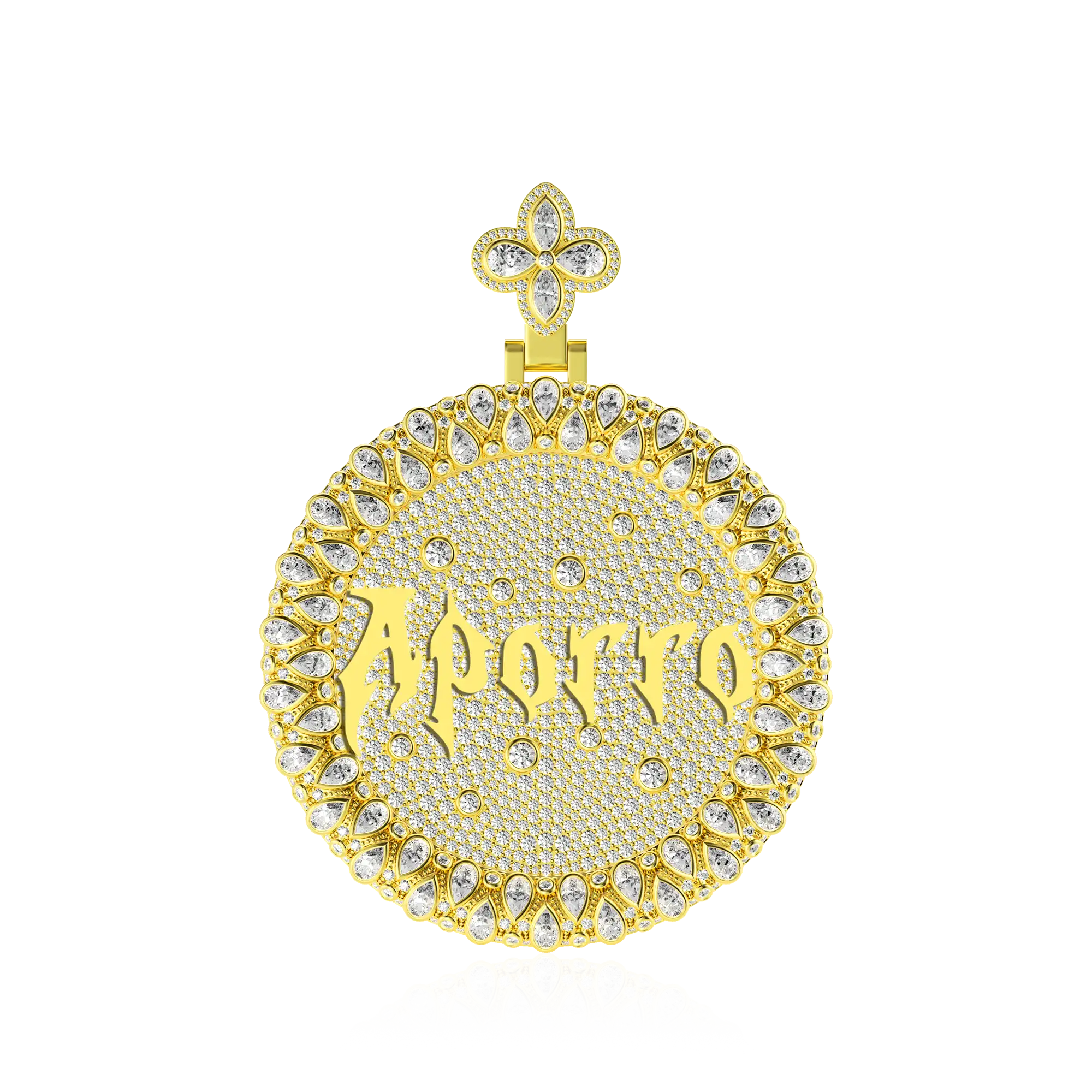 Custom Full Iced Round Bezel Set Pendant