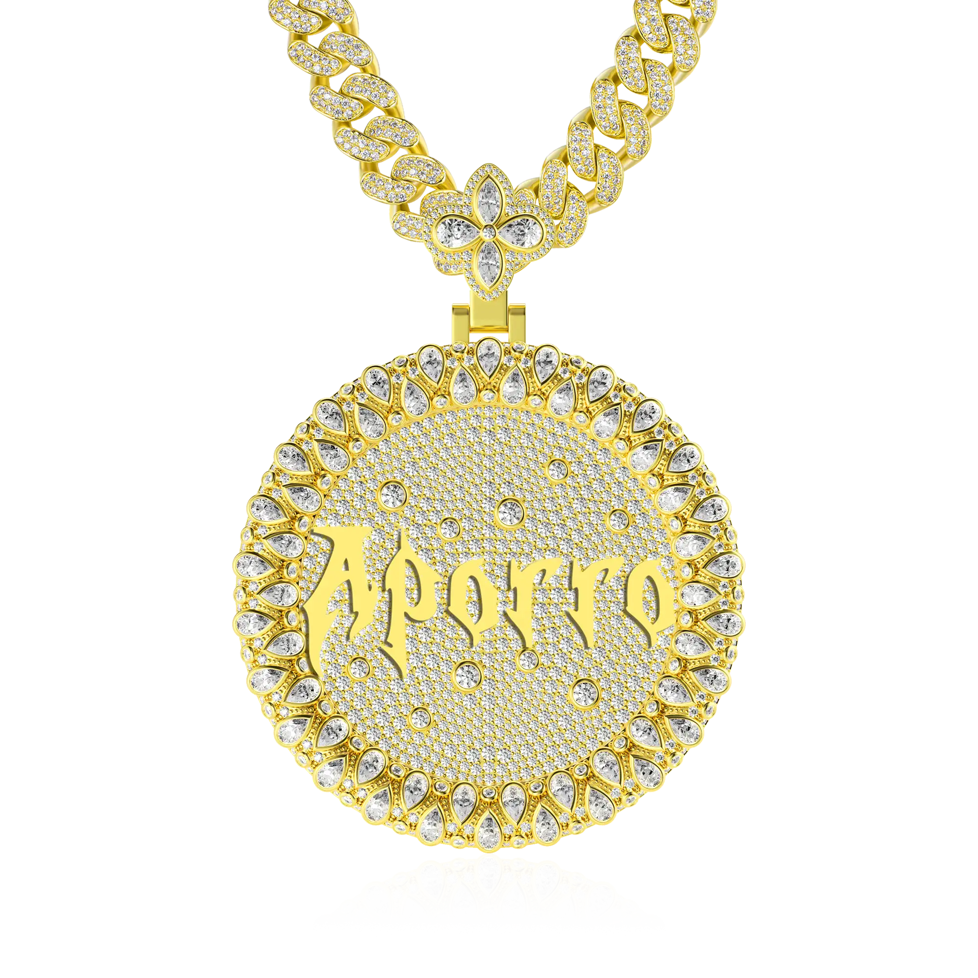 Custom Full Iced Round Bezel Set Pendant