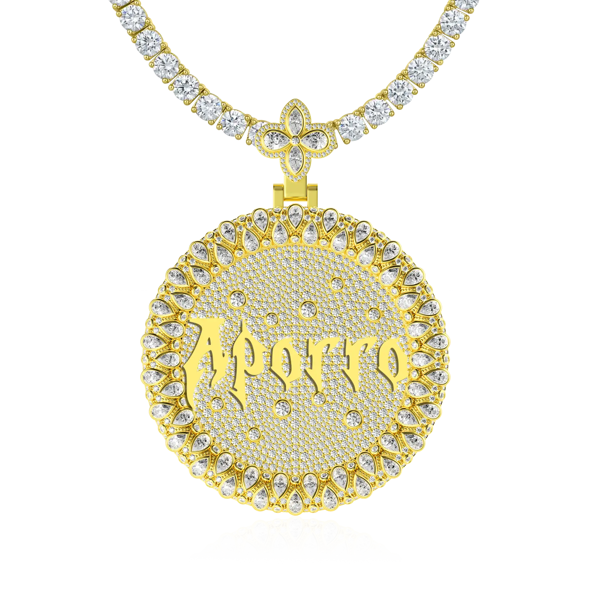 Custom Full Iced Round Bezel Set Pendant