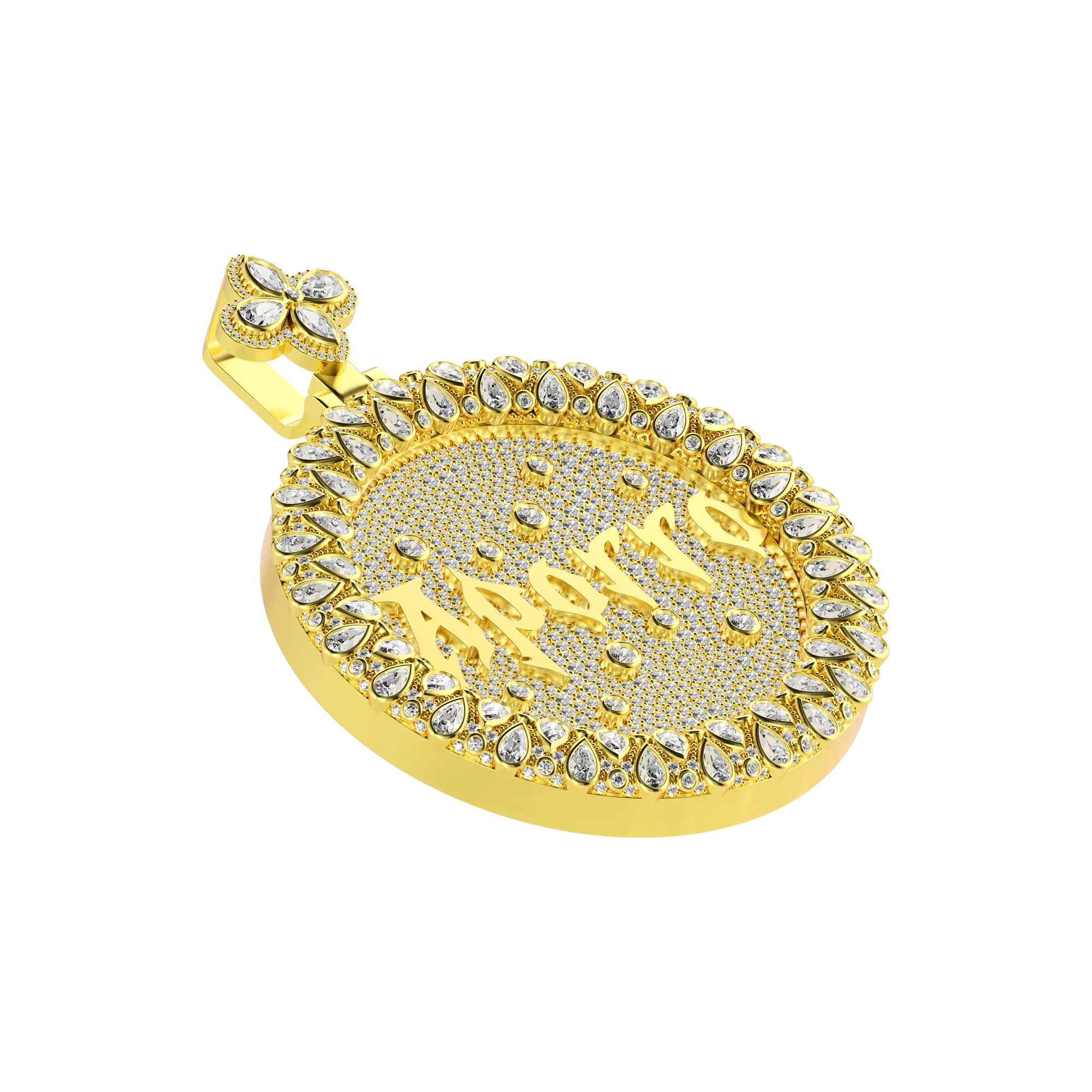 Custom Full Iced Round Bezel Set Pendant