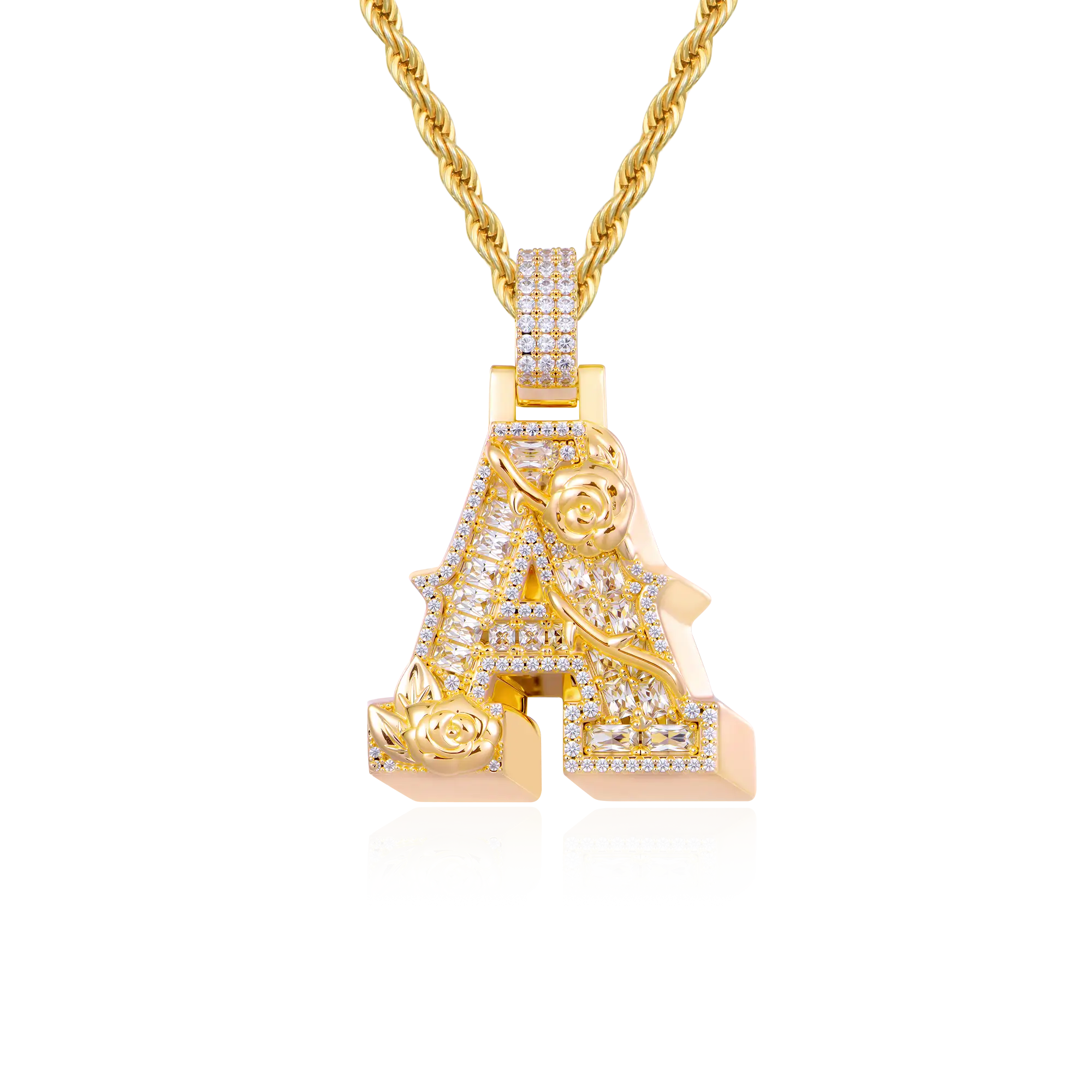 Custom Rose Font Pendant - Single Letter
