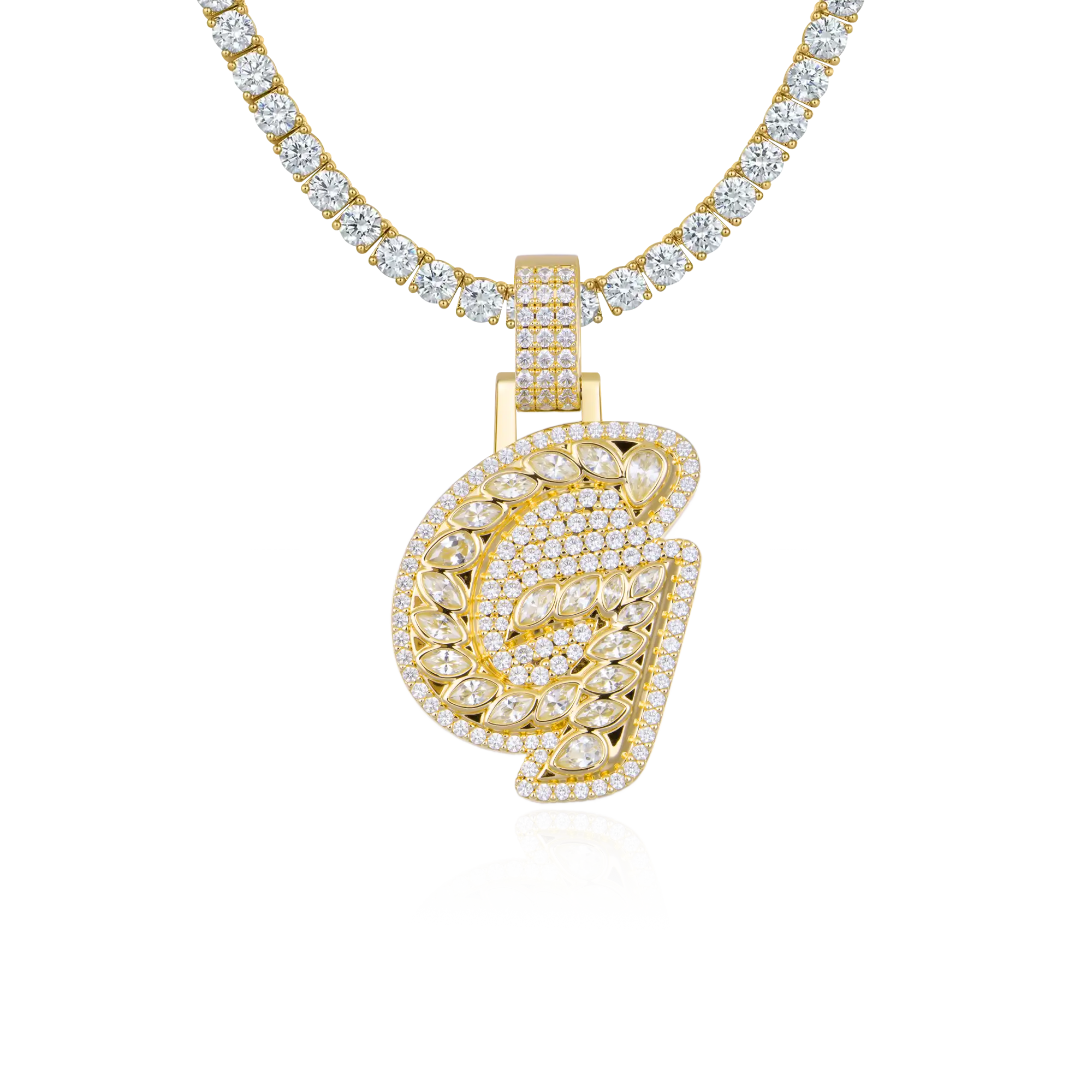 Custom Shaped Diamond 3D Lucida Font Pendant -30mm
