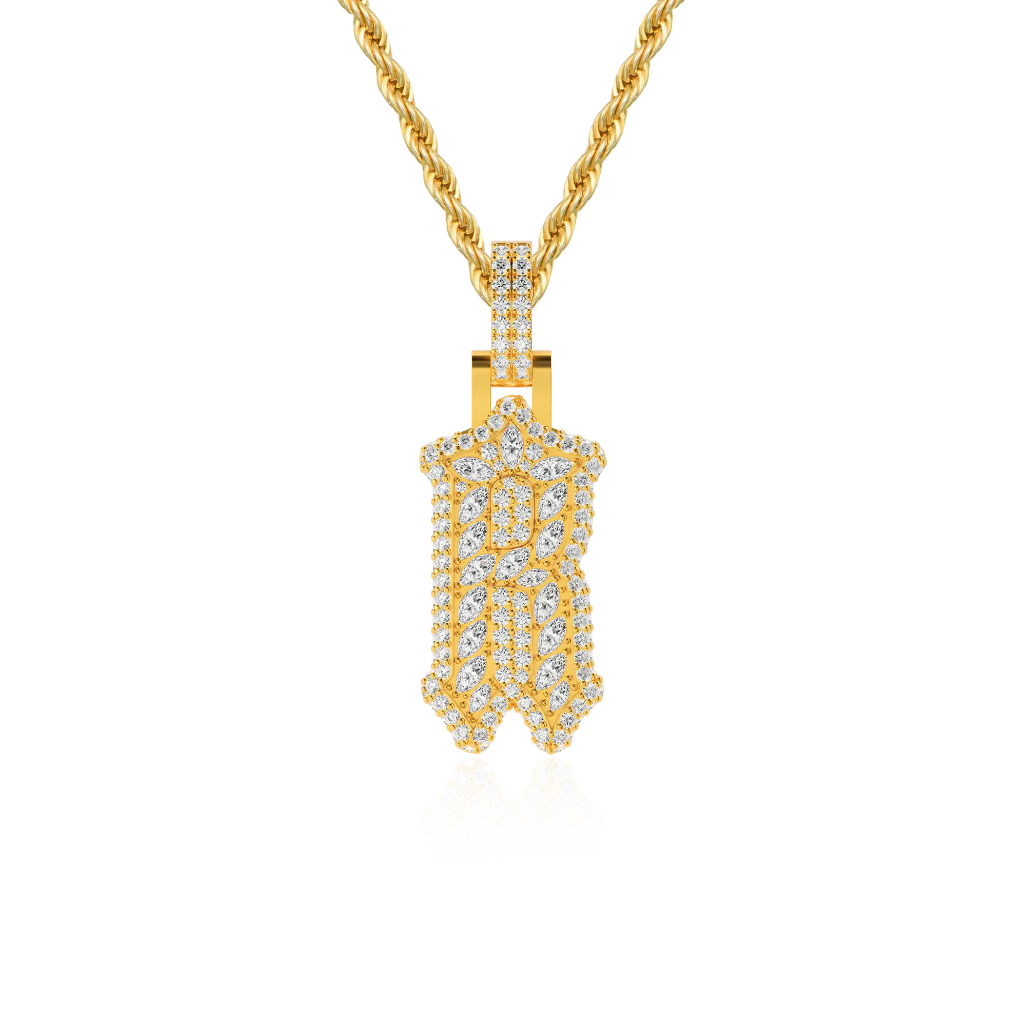 Custom Shaped Diamond Gothic Font Pendant-30mm