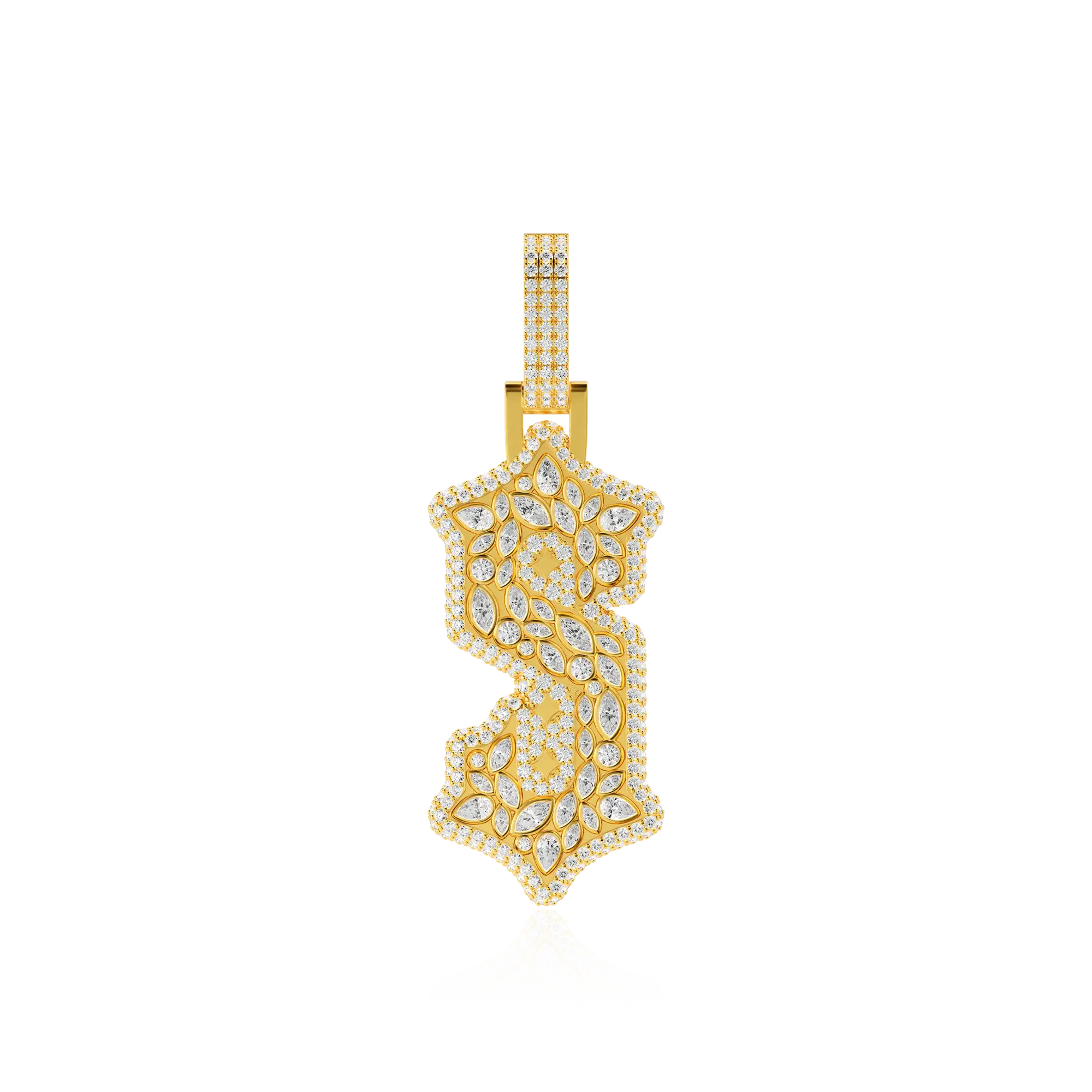 Custom Shaped Diamond Gothic Font Pendant - 51mm