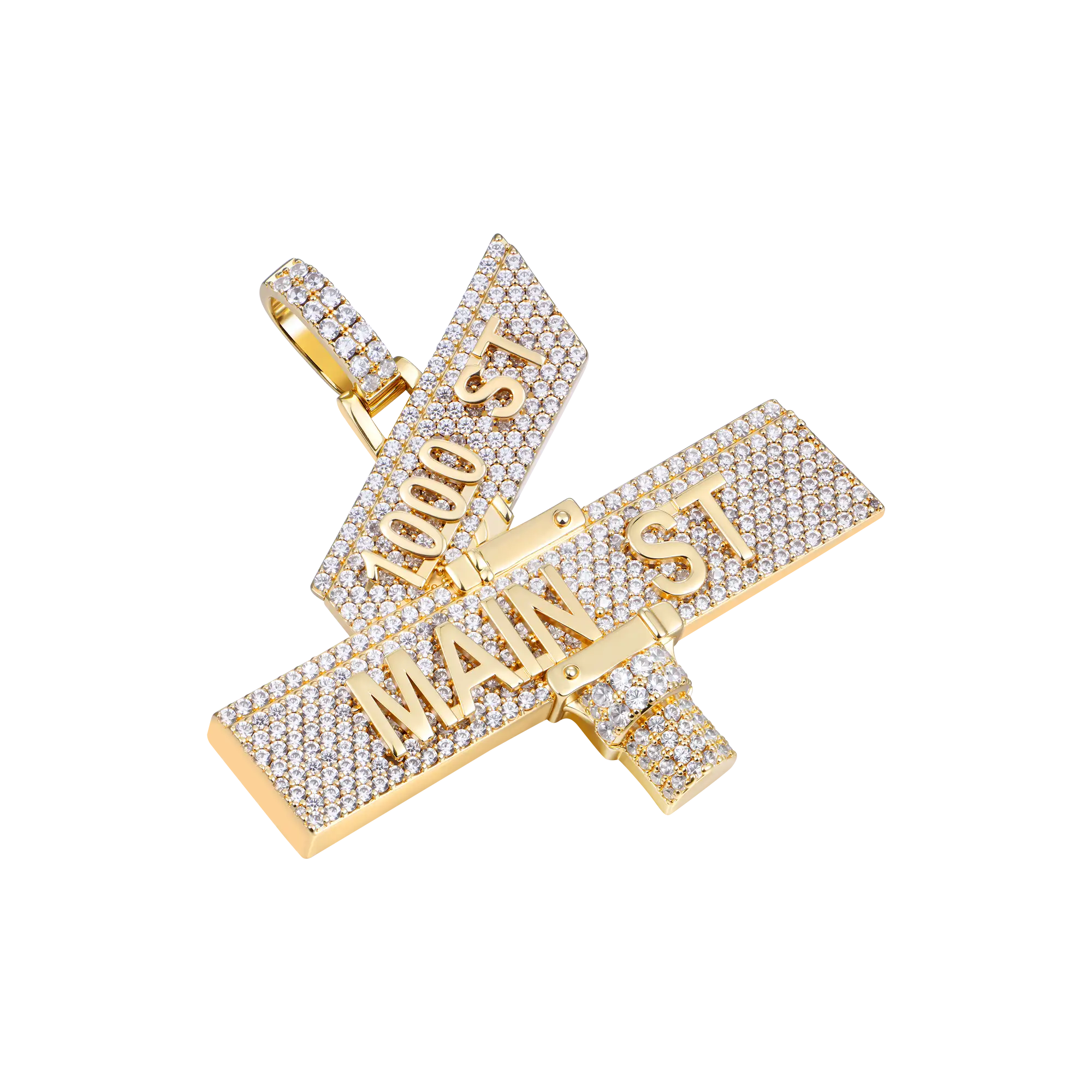 Custom White Iced Street Sign Pendant