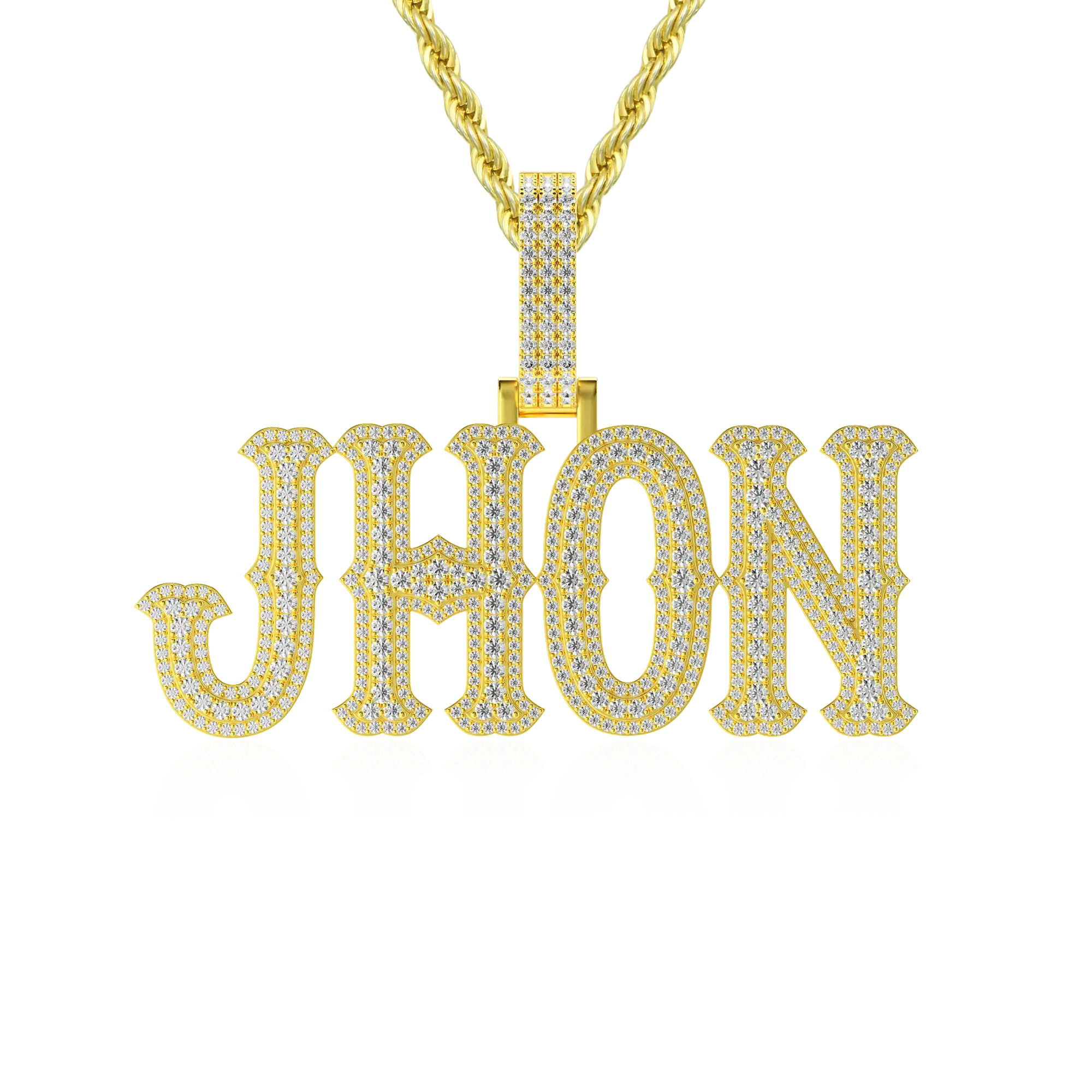 Custom Moissanite Bosox Font/Number Gold Name Pendant