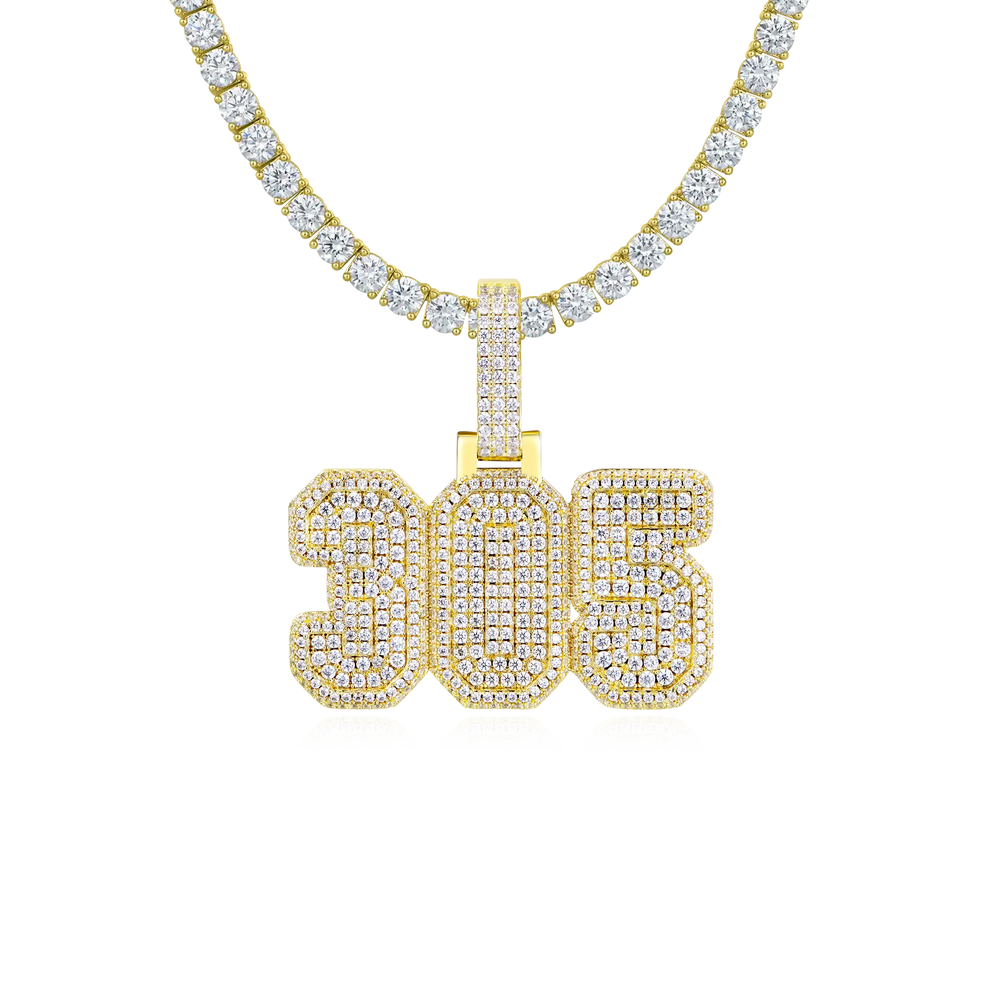 Custom Moissanite University Font Letter/Number Name Pendant