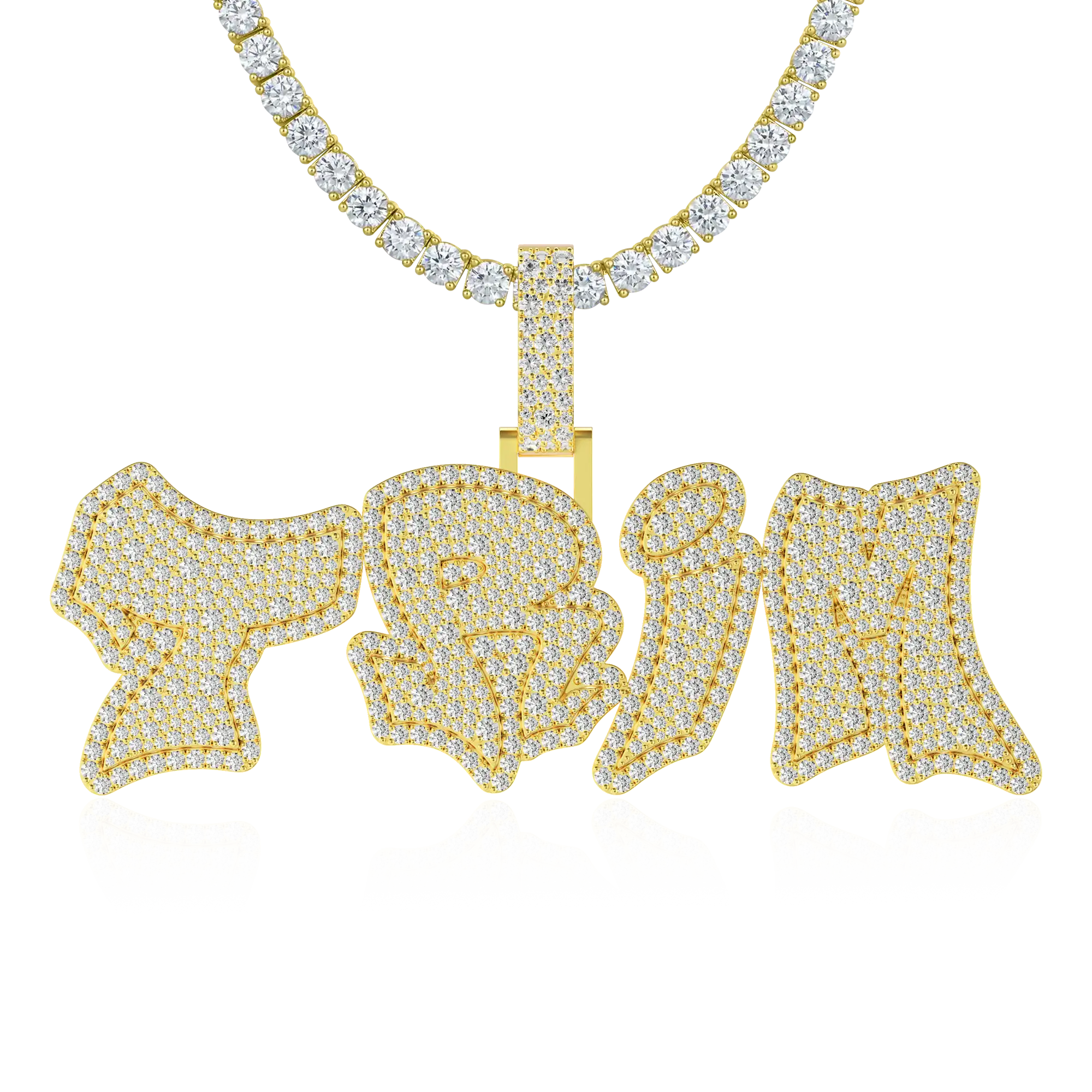 Custom Double Layer Graffiti Font Letter Pendant - 30mm