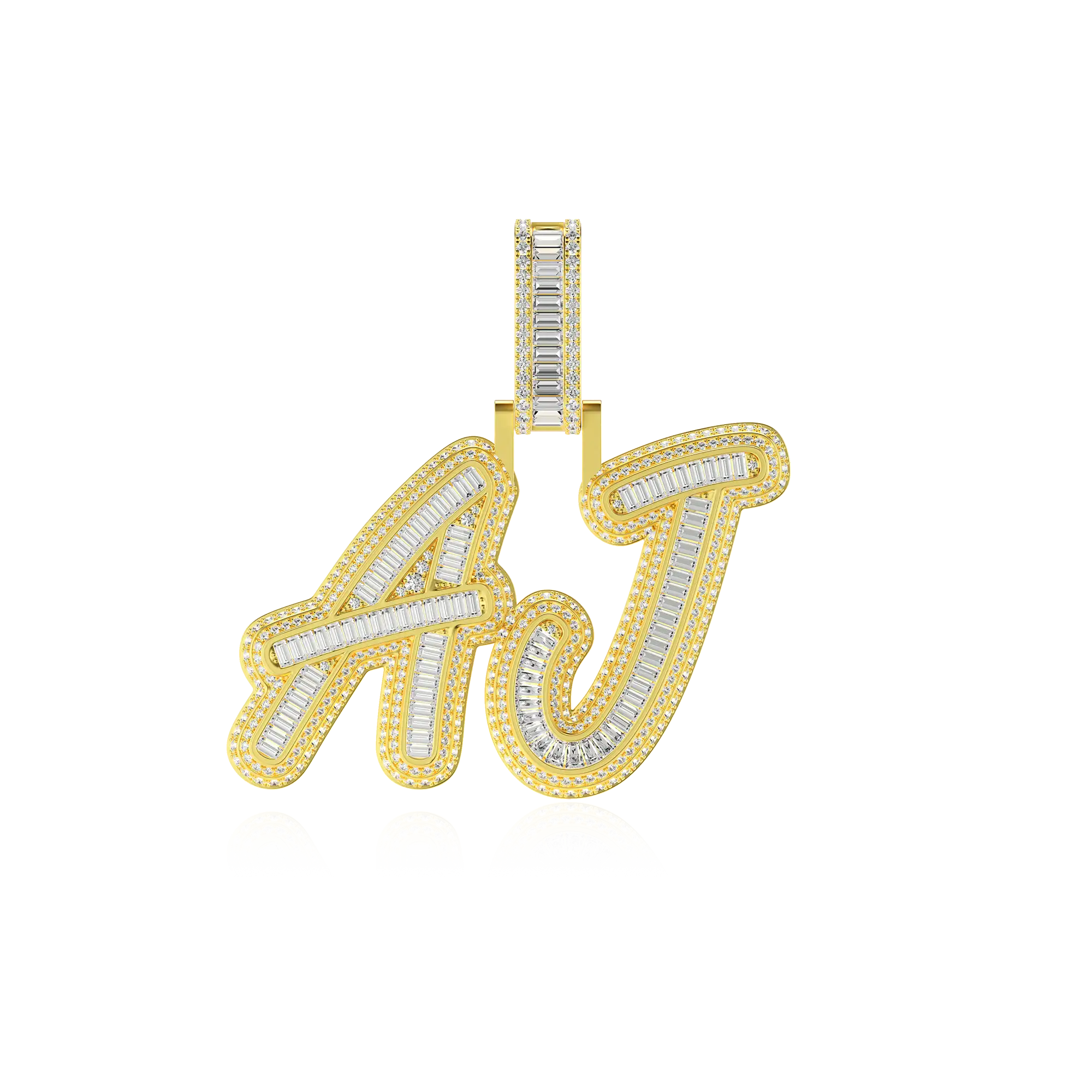 Custom Iced Out Multi-layer Baguette Font Pendant