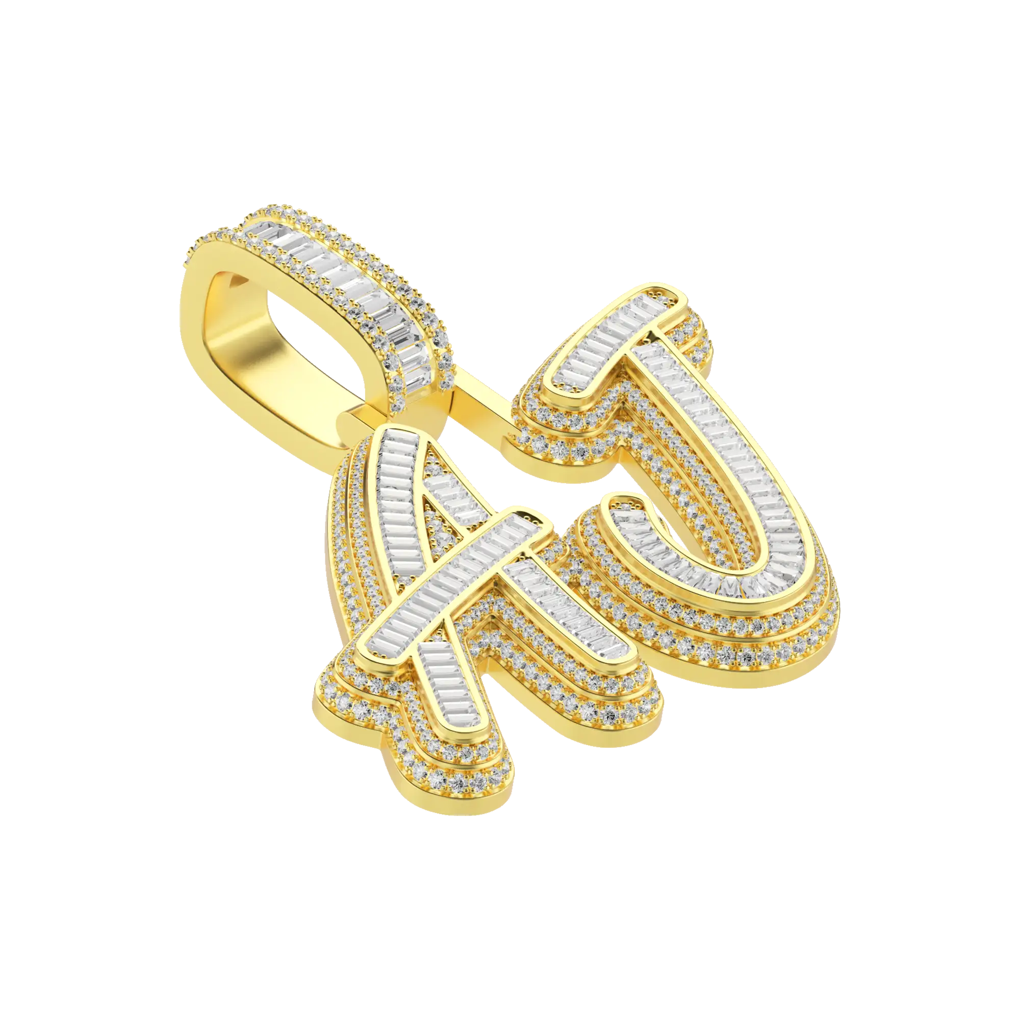Custom Iced Out Multi-layer Baguette Font Pendant