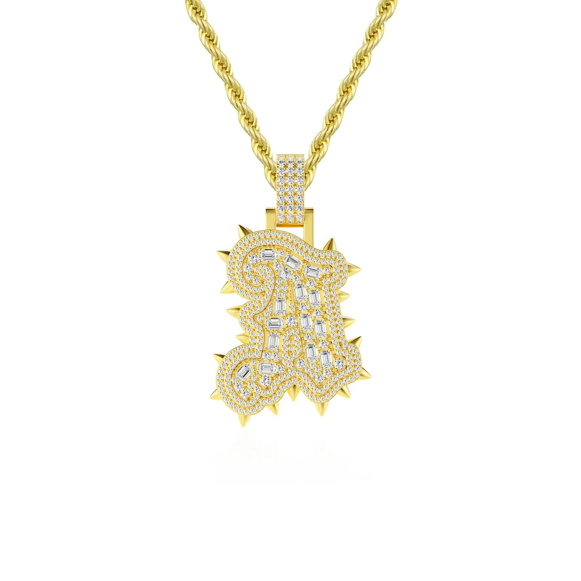 Custom Old English Willow Studded Font Pendant