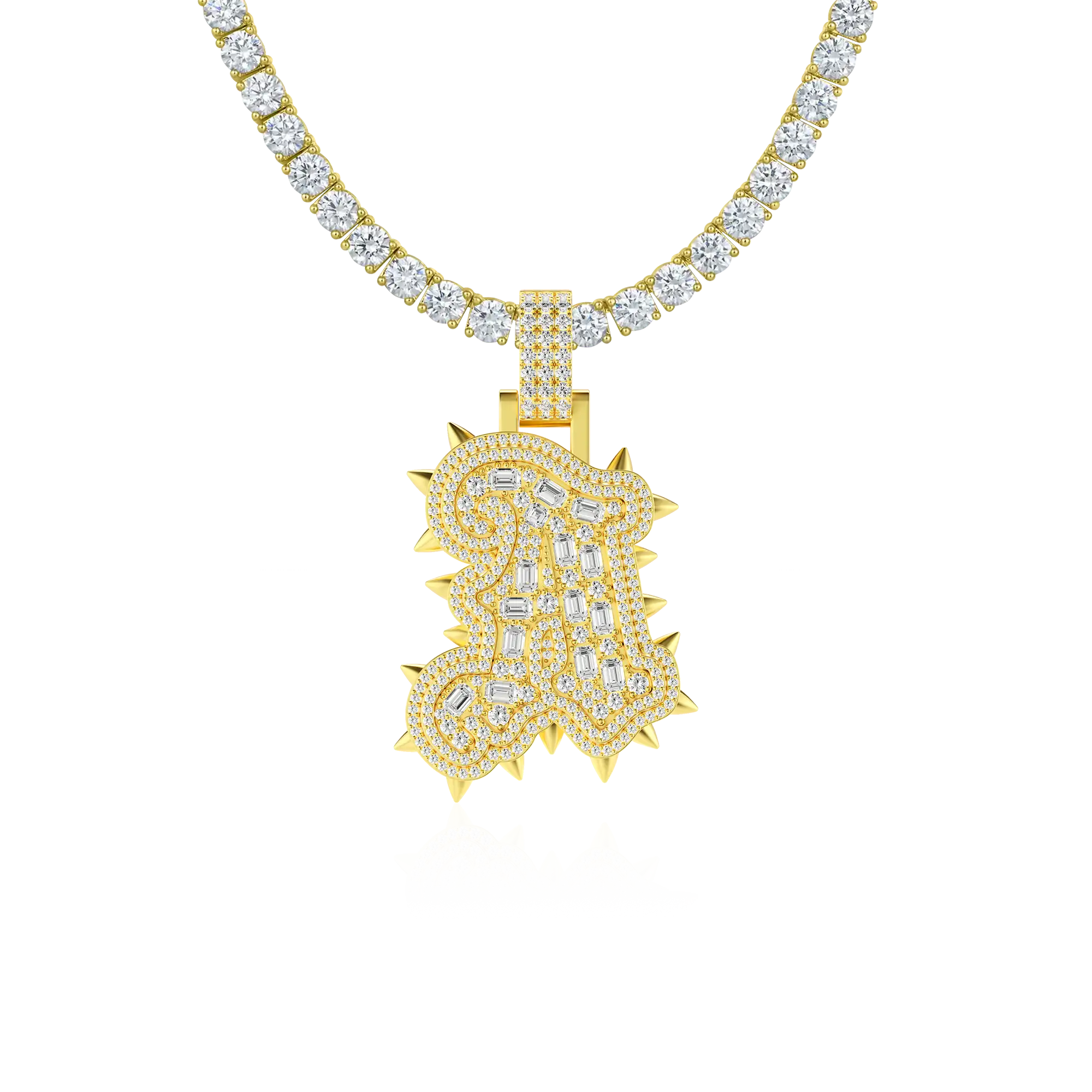 Custom Old English Willow Studded Font Pendant