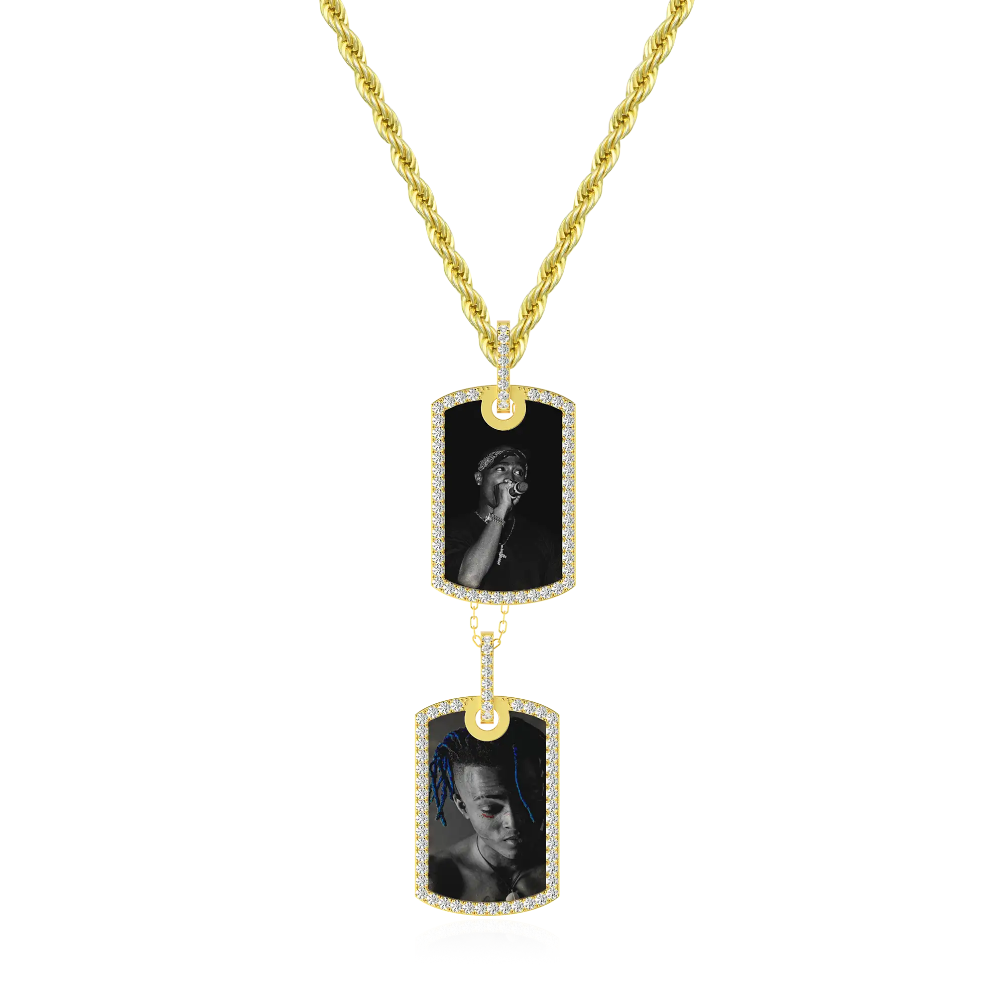 Custom Double Dog Tag Photo Frame Pendant