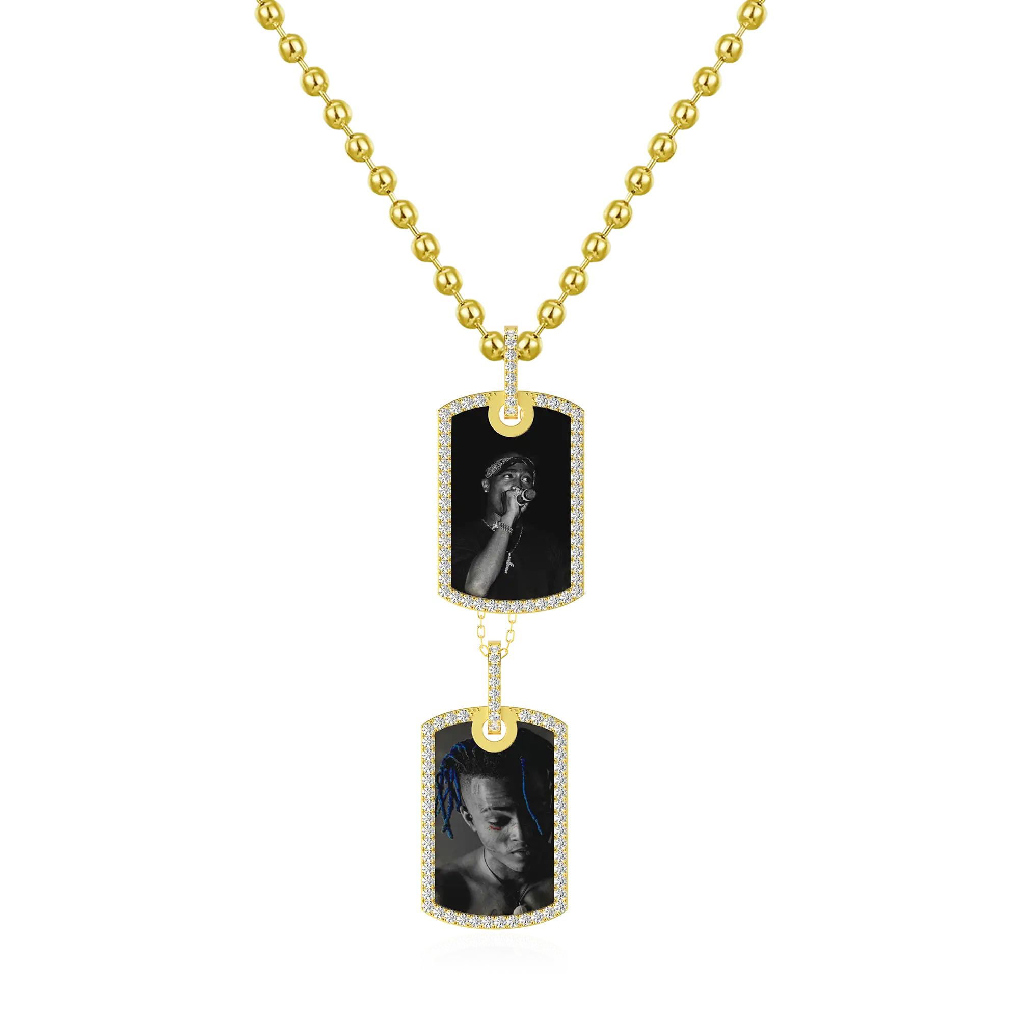Custom Double Dog Tag Photo Frame Pendant