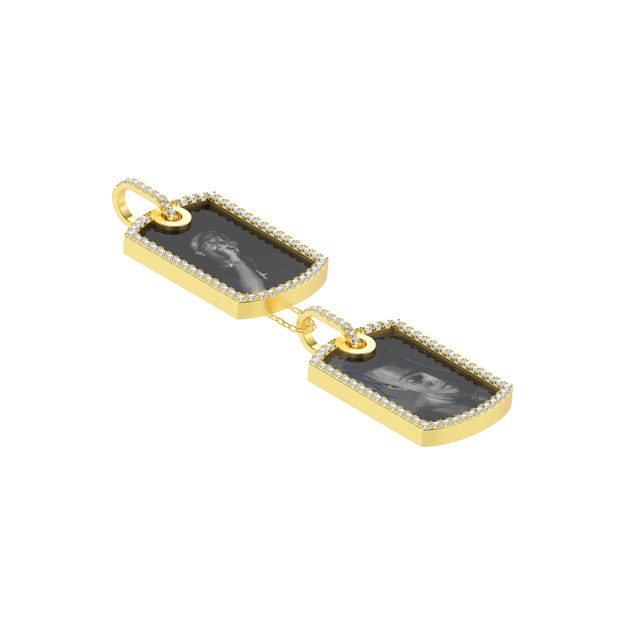 Custom Double Dog Tag Photo Frame Pendant